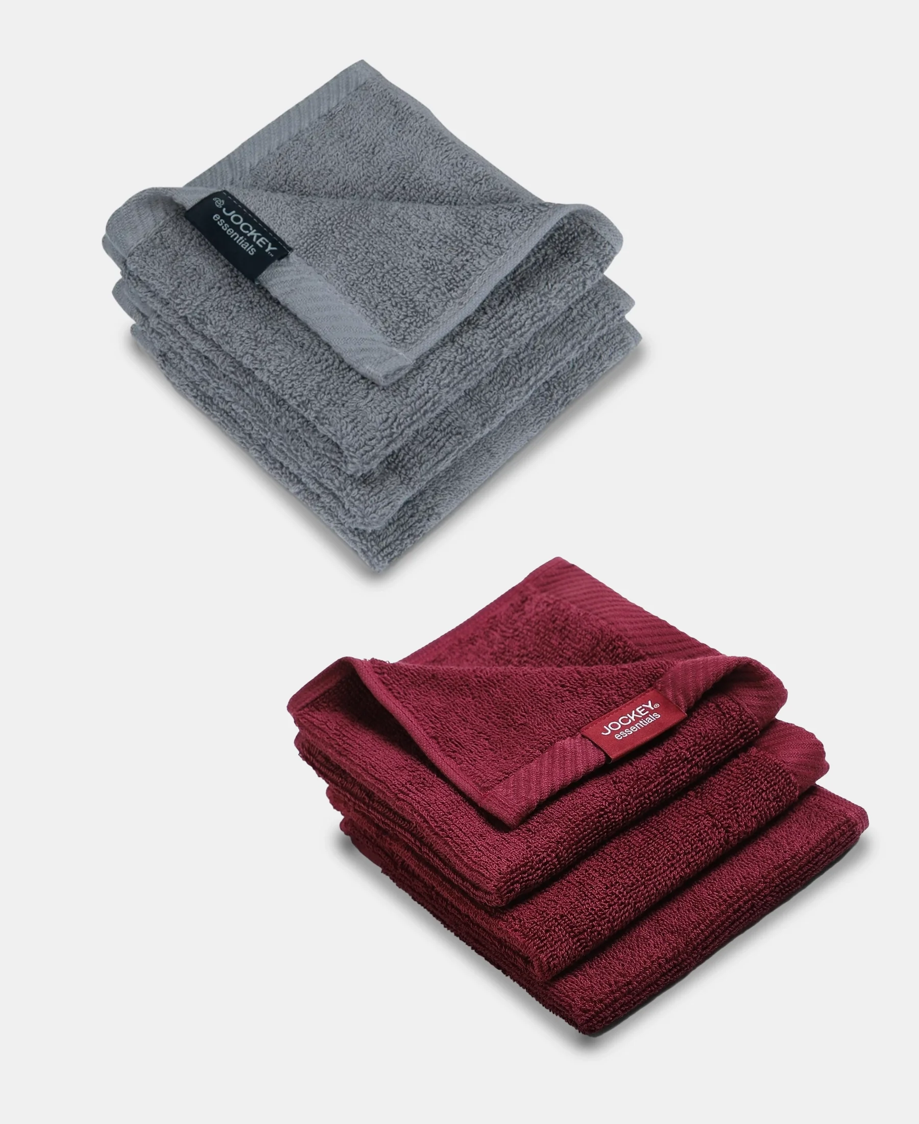 Pack of 6 Cotton Terry Ultrasoft and Durable Solid Face Towel - Grey & Burgundy - Image 5