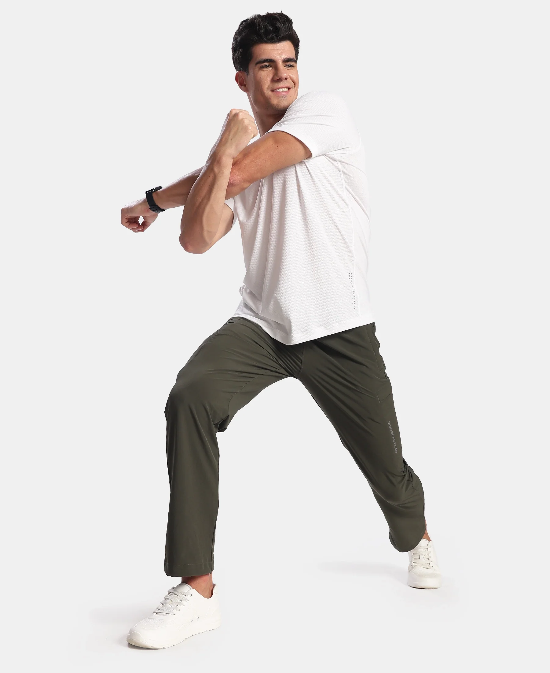 Recycled Microfiber Elastane Stretch Cargo Trackpant with StayFresh Treatment - Olive - Image 6