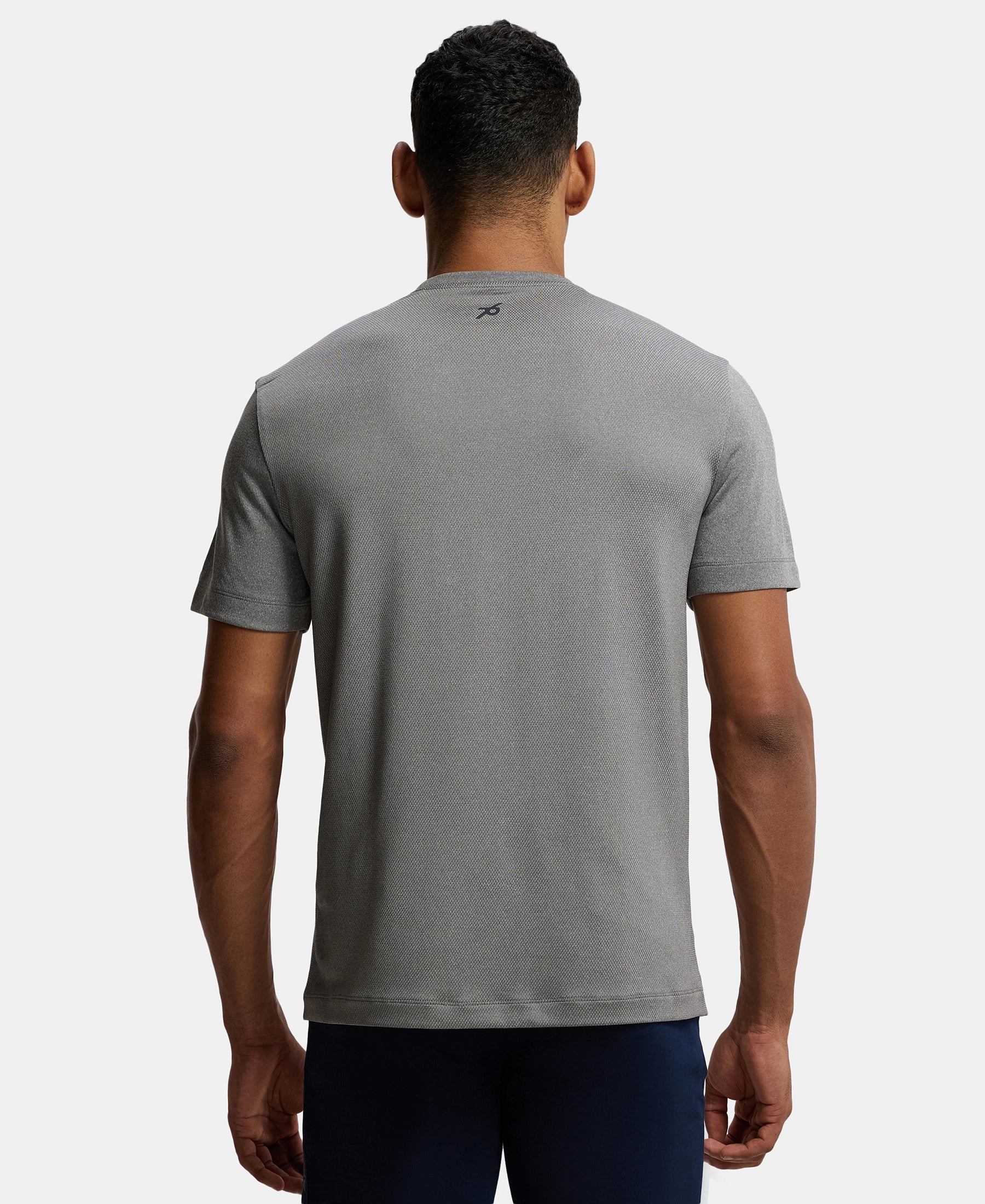 Recycled Microfiber Elastane Stretch Half Sleeve Round Neck T-Shirt with Breathable Mesh - Quiet Shade - Image 3