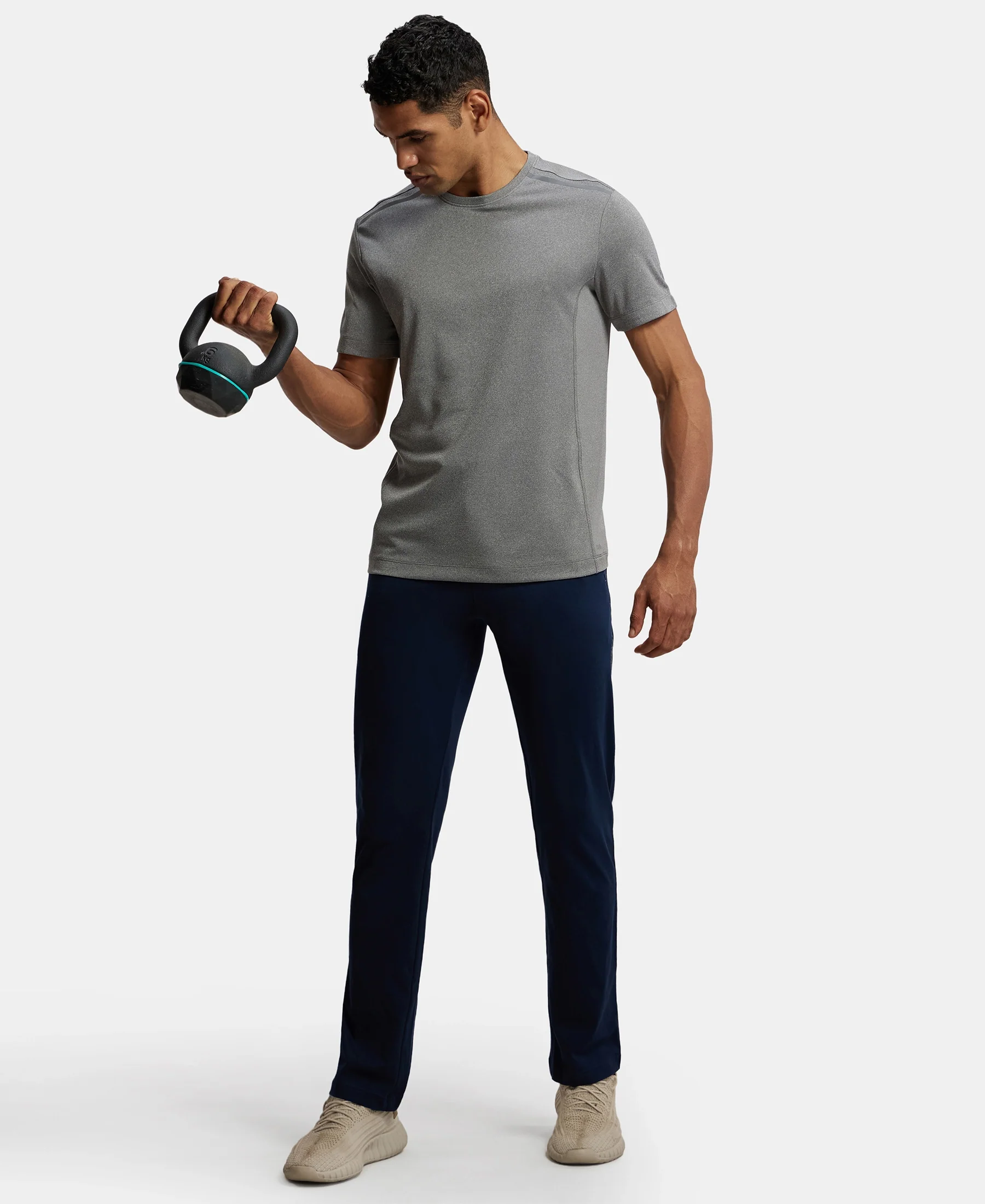 Recycled Microfiber Elastane Stretch Half Sleeve Round Neck T-Shirt with Breathable Mesh - Quiet Shade - Image 6