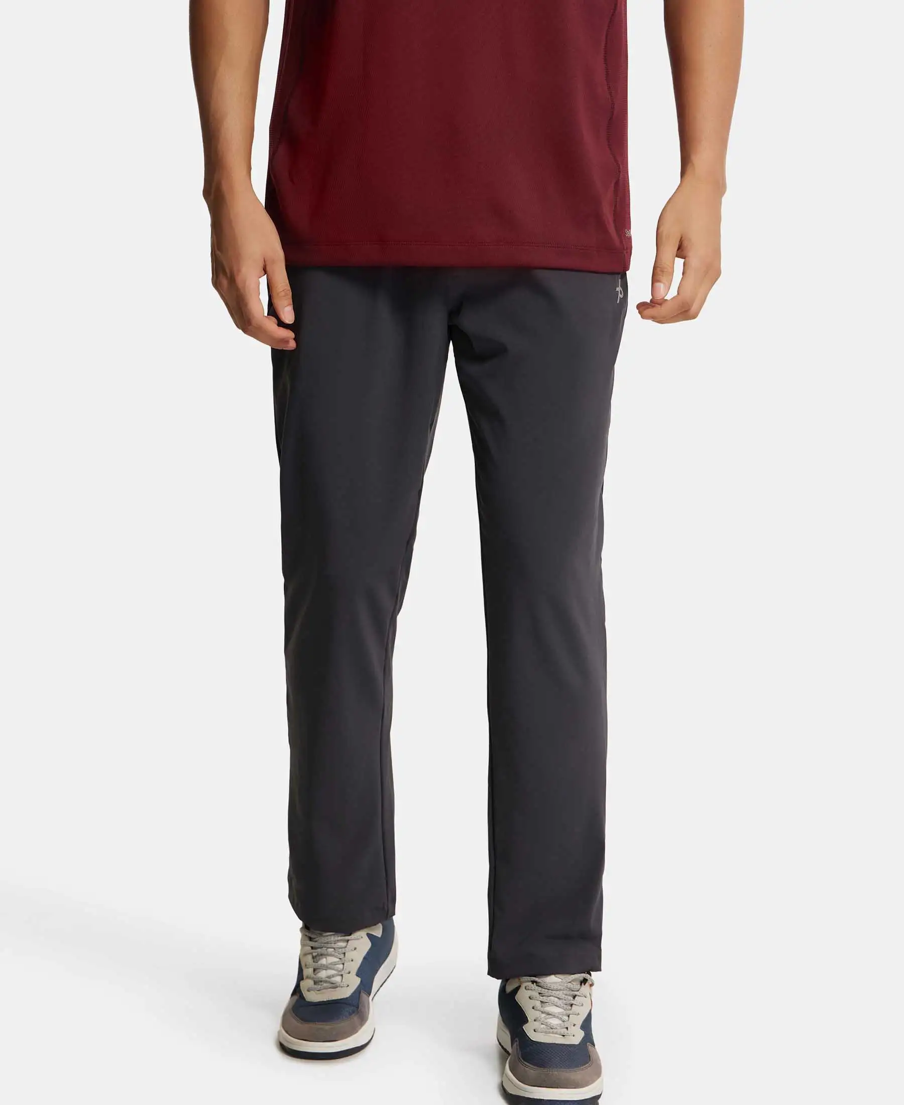 Recycled Microfiber Elastane Stretch Trackpant with Zipper Pockets and StayFresh Treatment - Graphite - Image 5