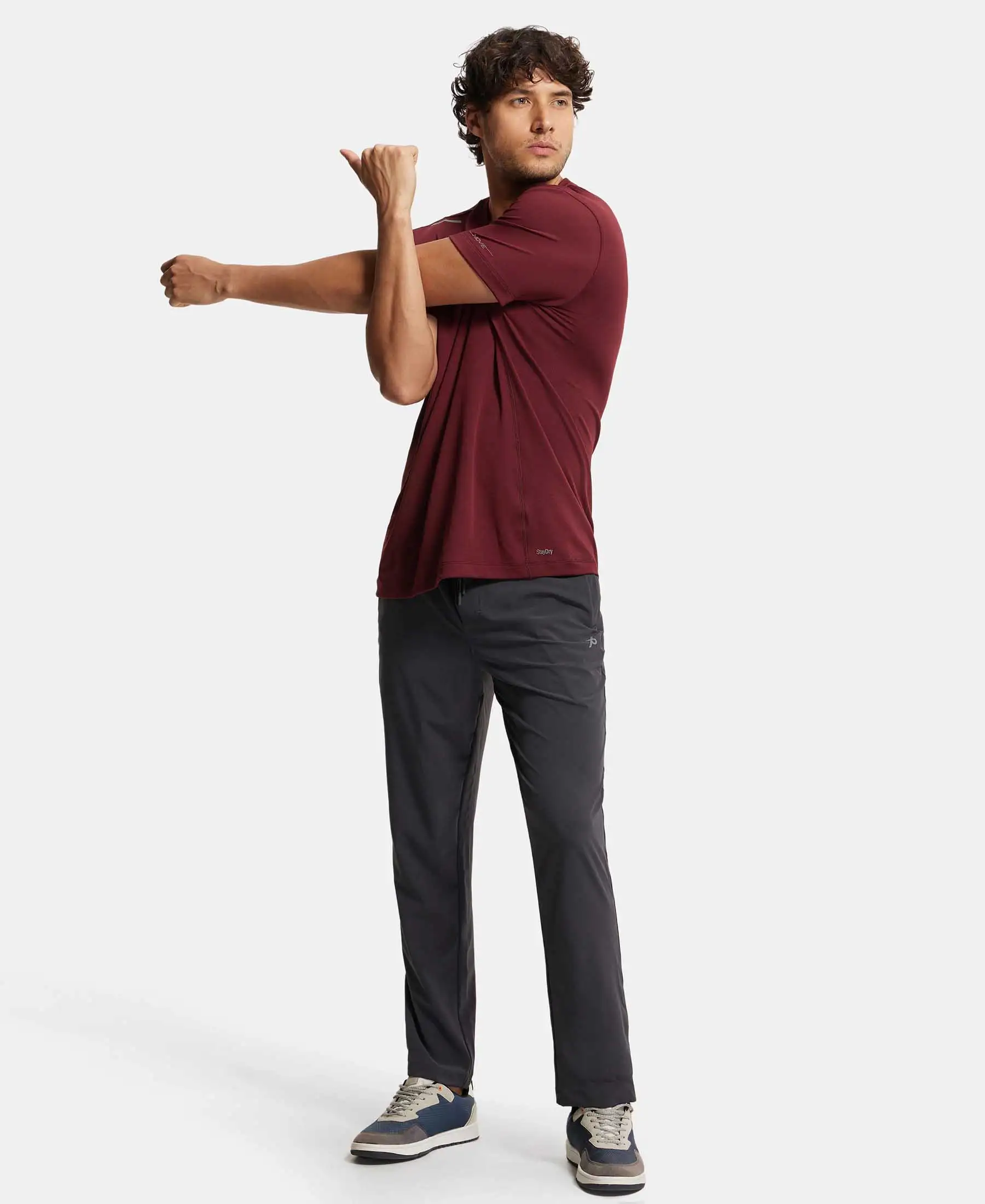 Recycled Microfiber Elastane Stretch Trackpant with Zipper Pockets and StayFresh Treatment - Graphite - Image 6