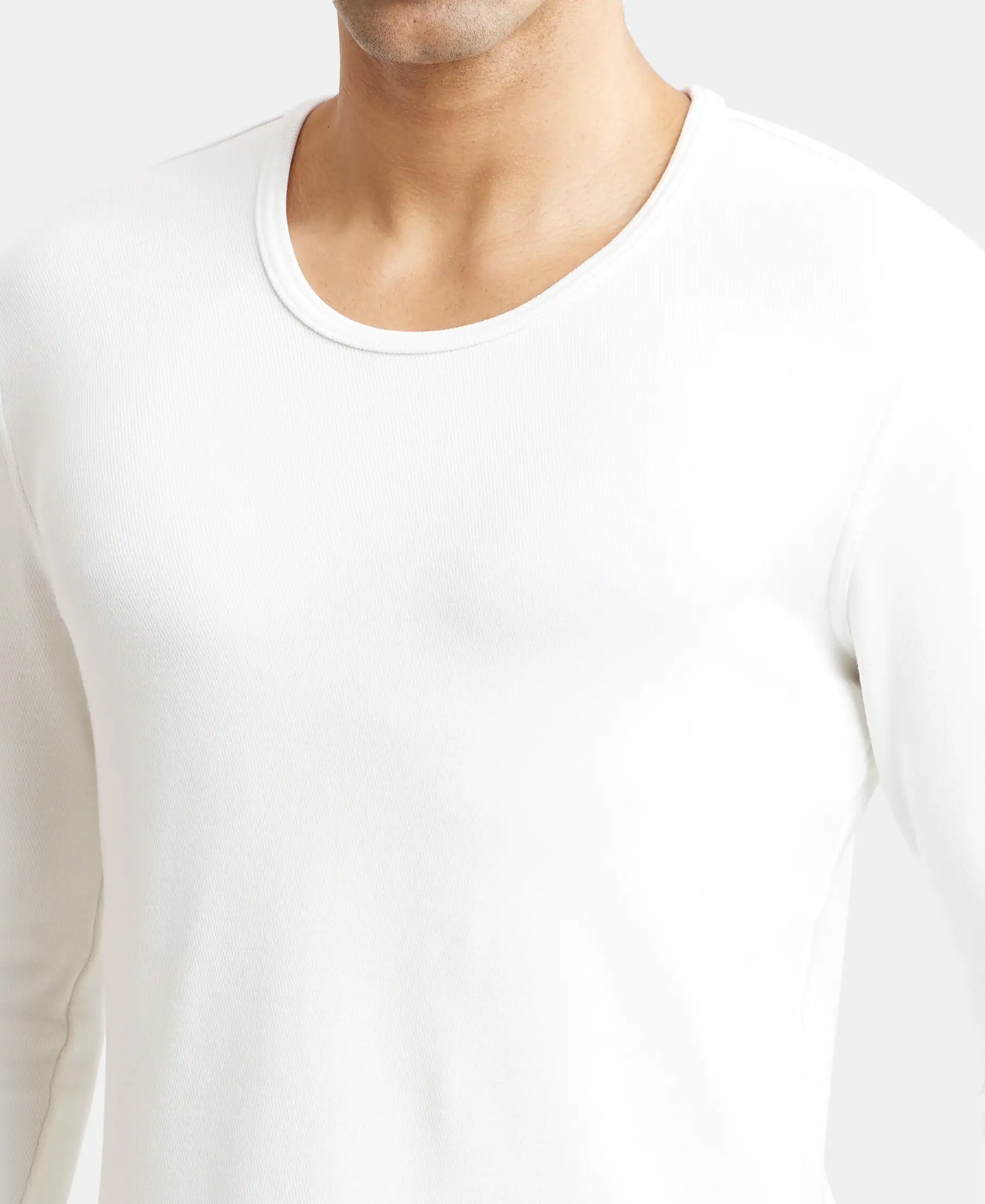 Ultra Warmth Soft Touch Microfiber Elastane Stretch Fleece Fabric Full Sleeve Thermal Undershirt with StayWarm Technology - Light Bright White - Image 6