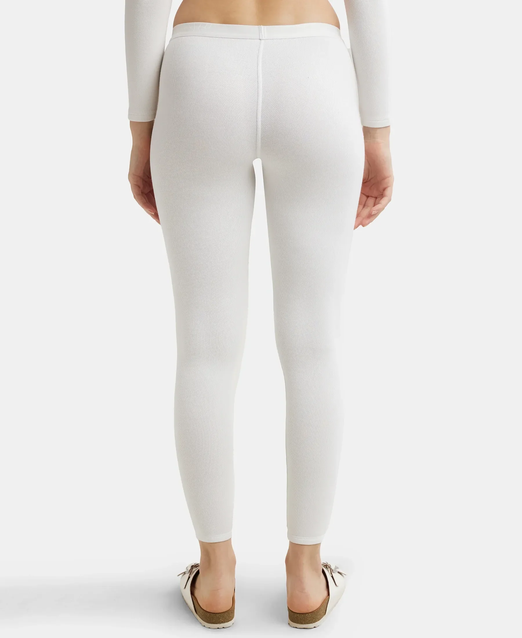 Ultra Warmth Soft Touch Microfiber Elastane Stretch Fleece Fabric Thermal Leggings with StayWarm Technology - Light Bright White - Image 3