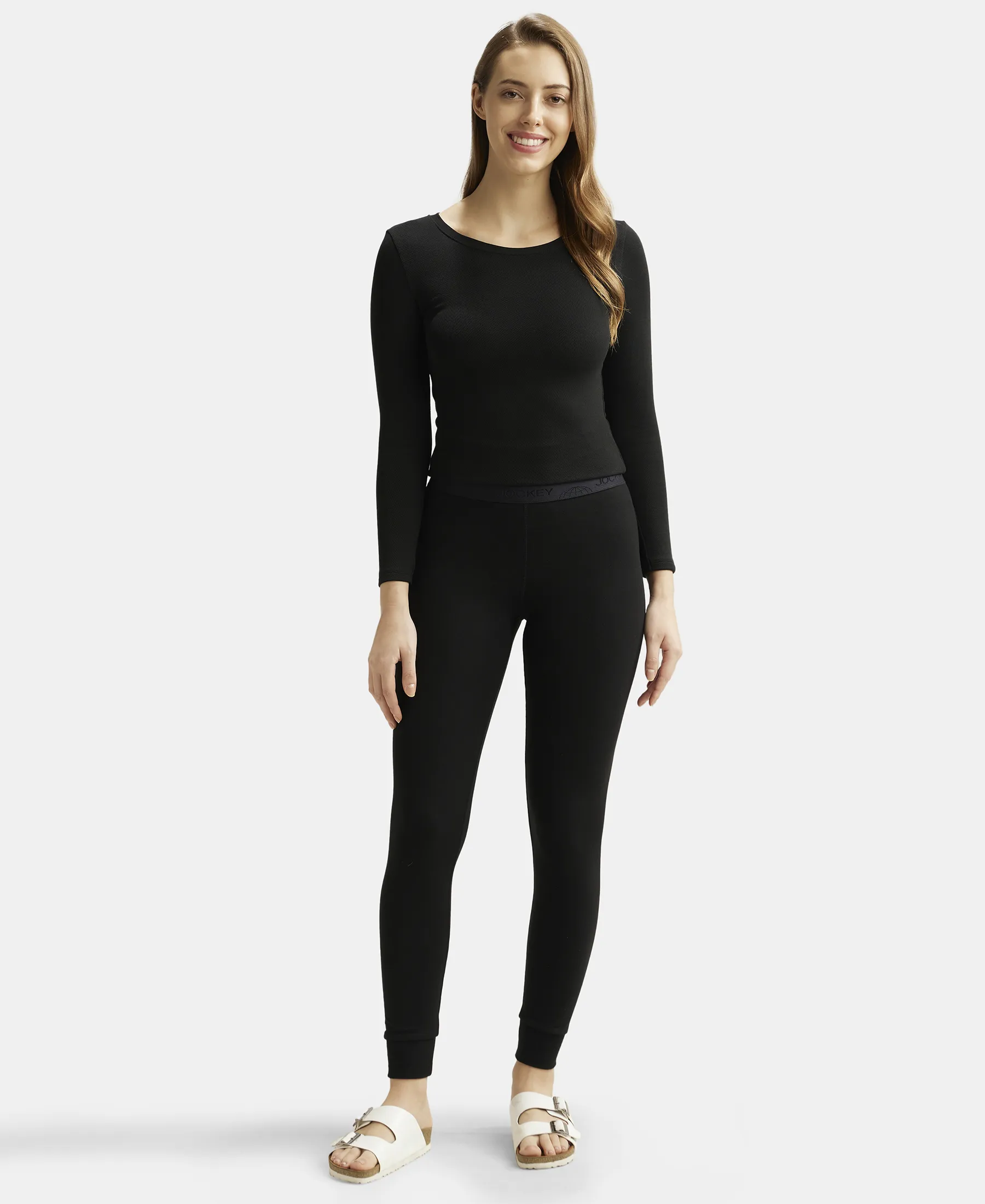 Warmth Soft Touch Microfiber Elastane Stretch Leggings with StayWarm Technology - Black - Image 4