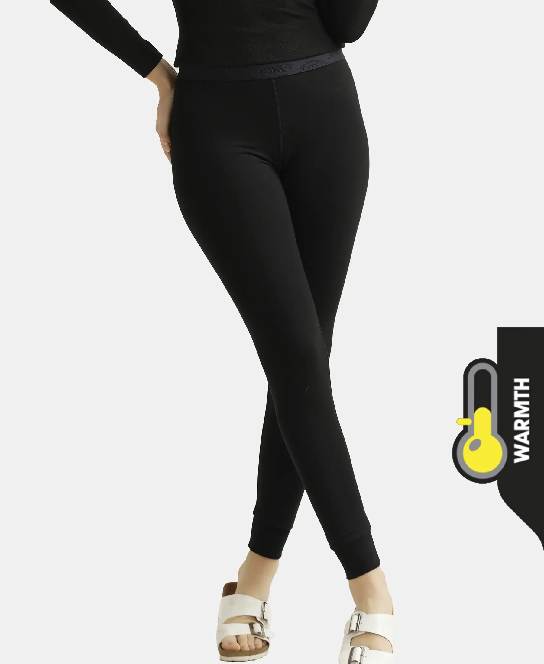 Warmth Soft Touch Microfiber Elastane Stretch Leggings with StayWarm Technology - Black - Image 5