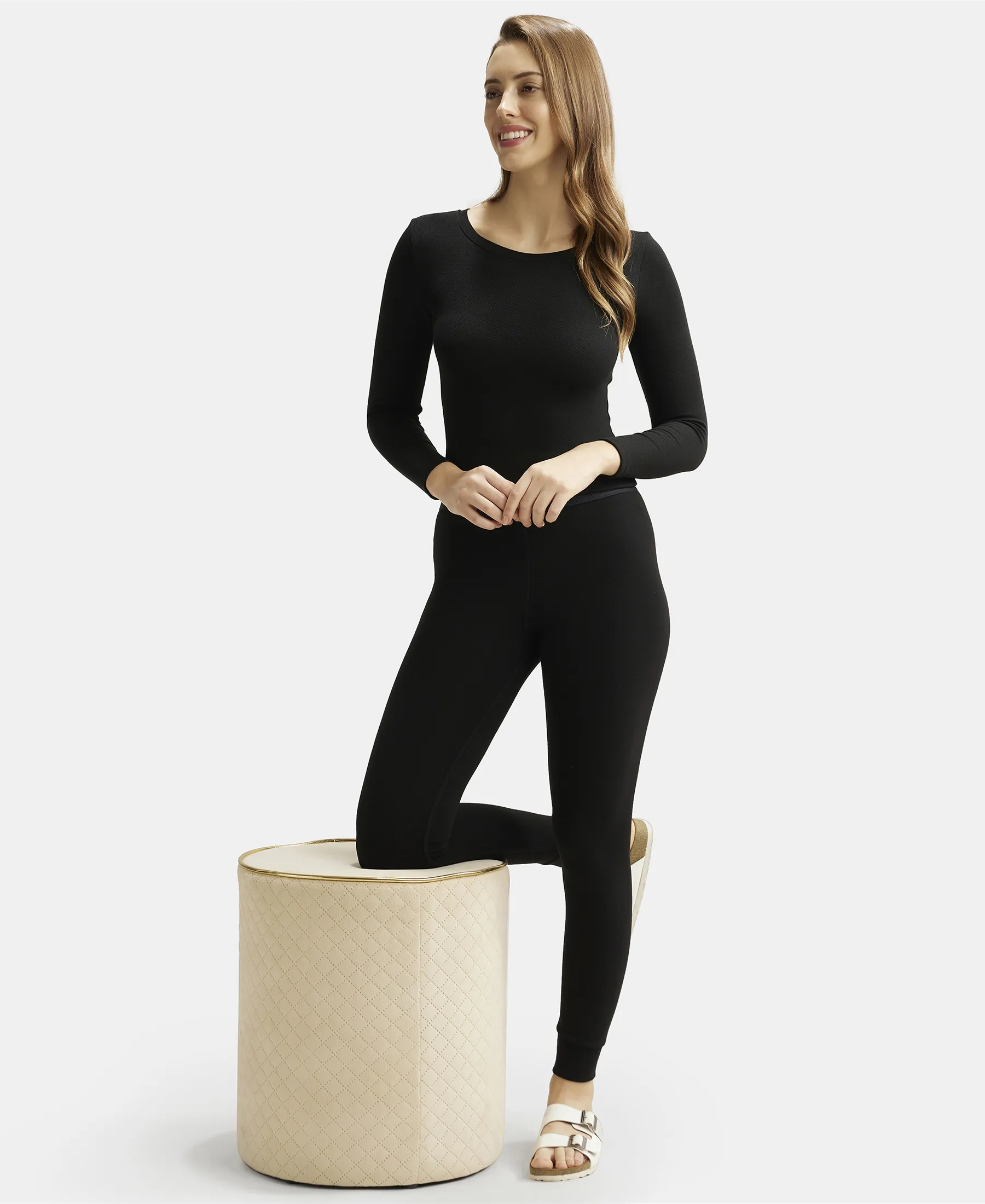 Warmth Soft Touch Microfiber Elastane Stretch Leggings with StayWarm Technology - Black - Image 6
