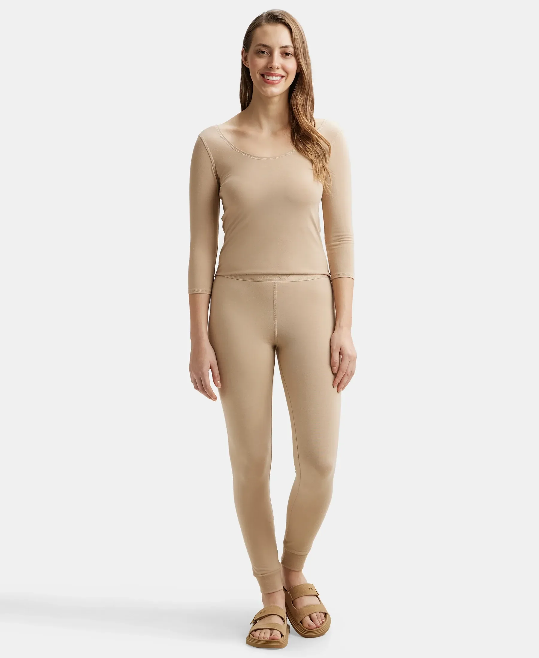 Warmth Soft Touch Microfiber Elastane Stretch Leggings with StayWarm Technology - Skin - Image 4