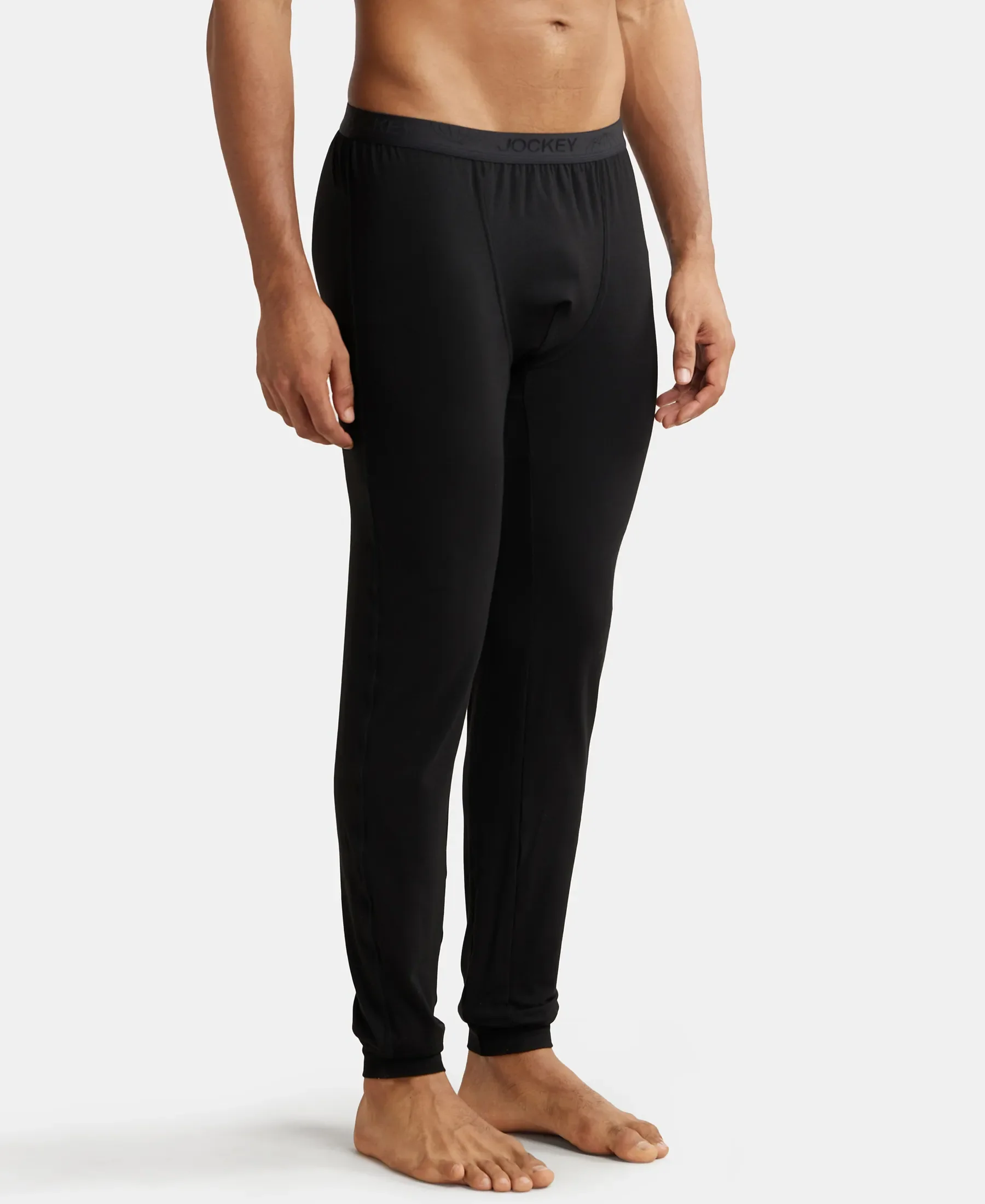 Warmth Soft Touch Microfiber Elastane Stretch Thermal Long Johns with StayWarm Technology - Black - Image 2
