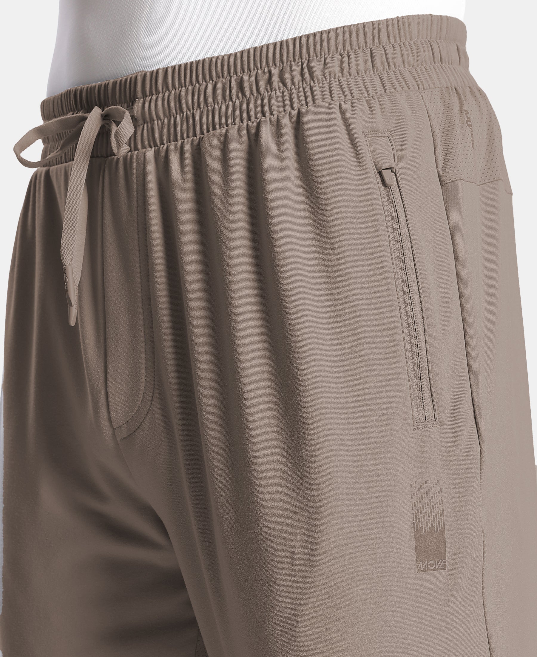 Soft Touch Microfiber Elastane Stretch Trackpant with Side Pockets and StayFresh Treatment - Dark Khaki - Image 7