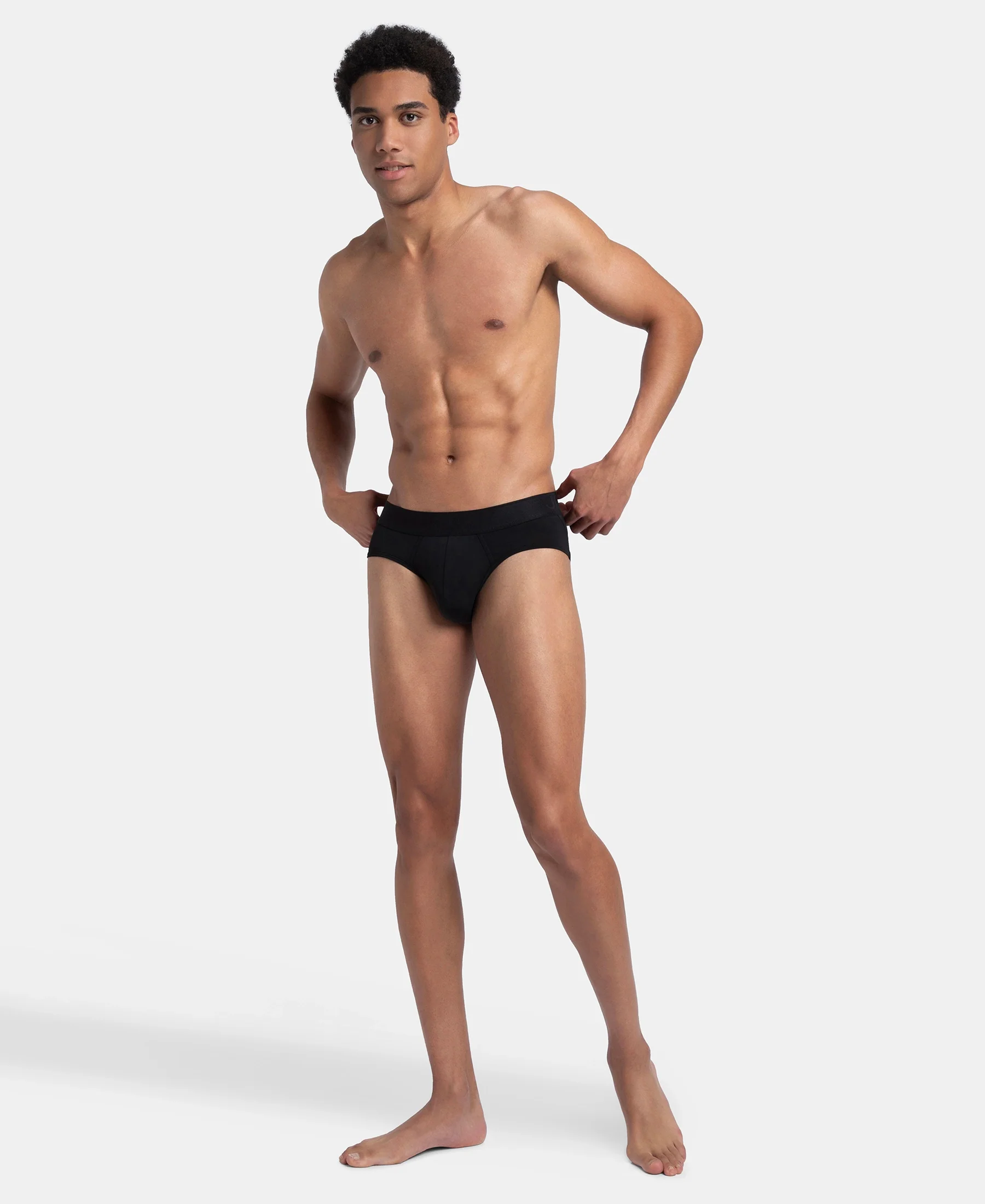 Soft Touch Recycled Microfiber Elastane Stretch Brief with Ultrasoft Waistband - Black - Image 4