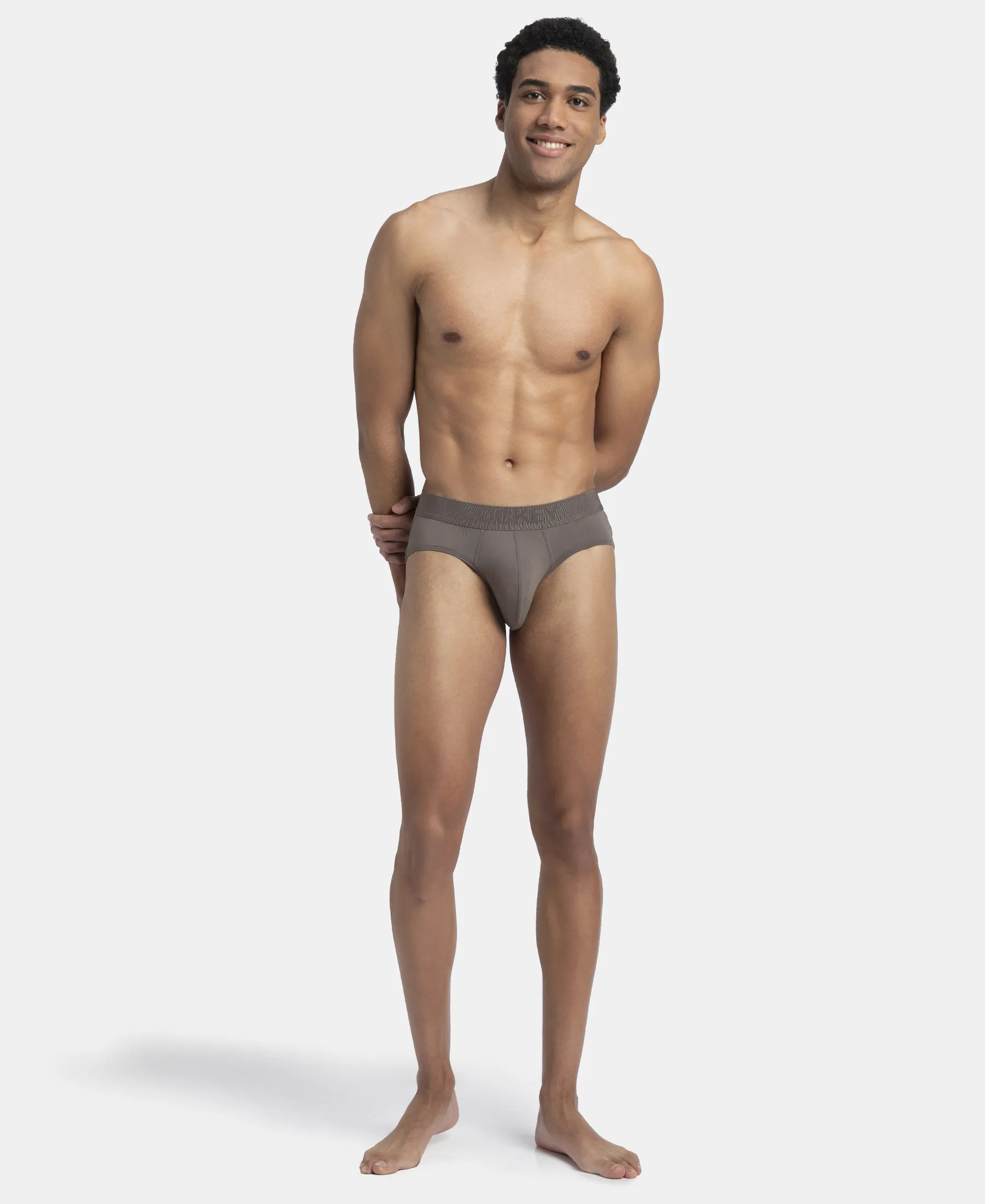 Soft Touch Recycled Microfiber Elastane Stretch Brief with Ultrasoft Waistband - Dark Khaki - Image 4