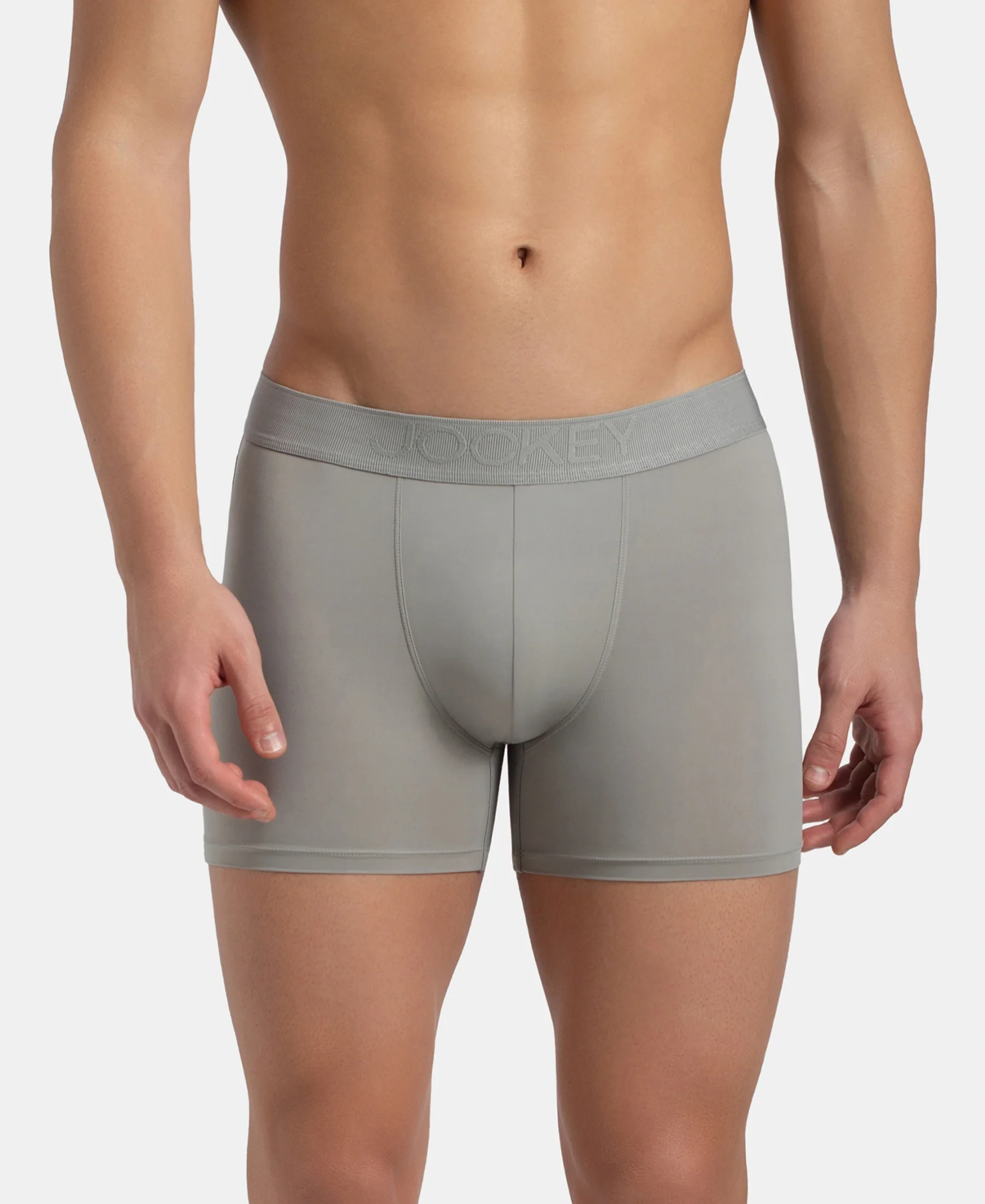 Soft Touch Recycled Microfiber Elastane Stretch Trunk with Ultrasoft Waistband - Bright Light Grey