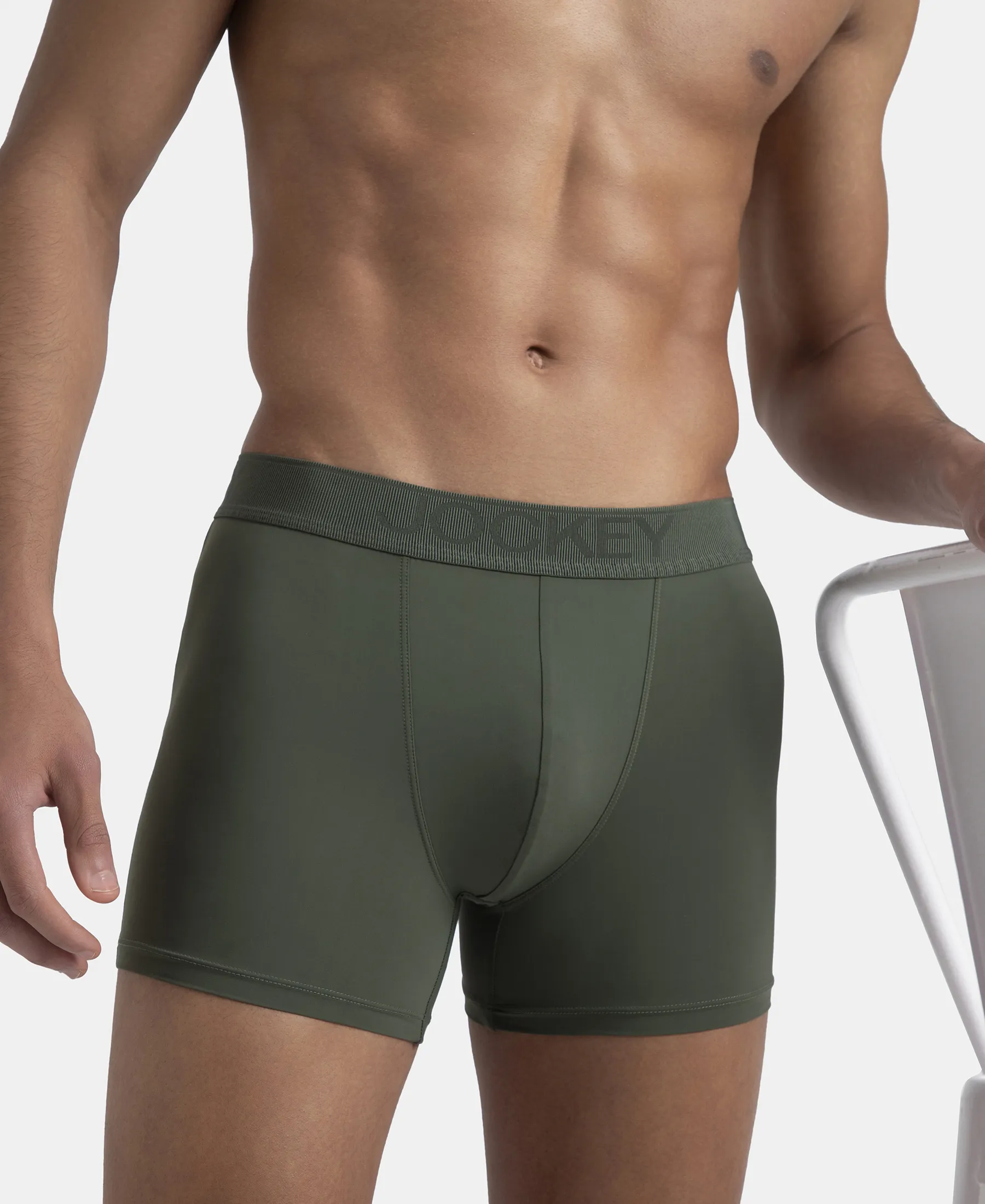Soft Touch Recycled Microfiber Elastane Stretch Trunk with Ultrasoft Waistband - Thyme - Image 5