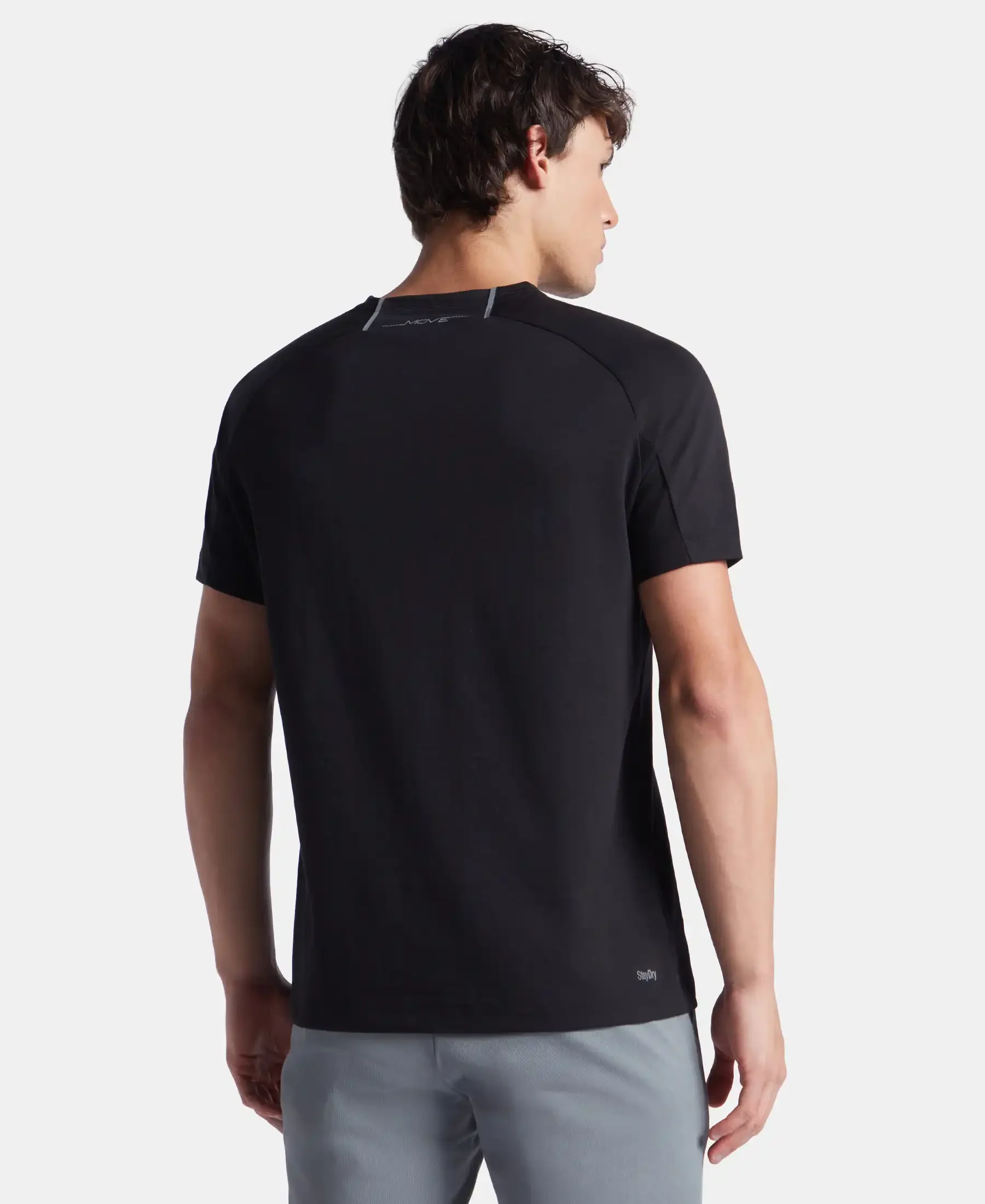 Super Combed Cotton Blend Graphic Printed Round Neck Half Sleeve T-Shirt with Stay Fresh Treatment - Black New - Image 3