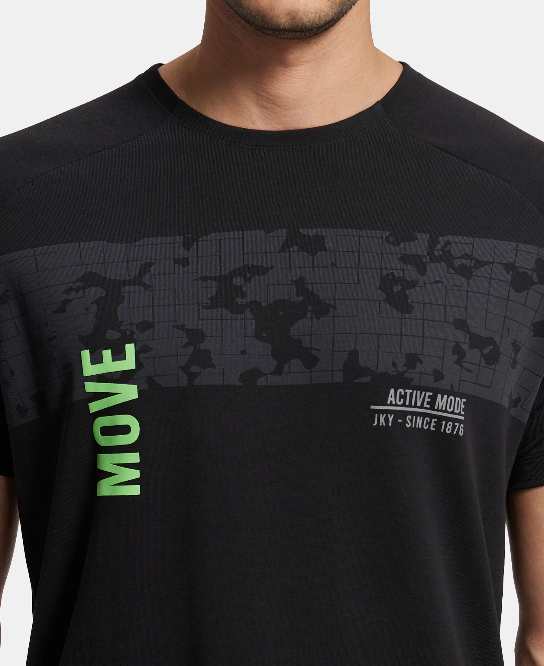 Super Combed Cotton Blend Graphic Printed Round Neck Half Sleeve T-Shirt with Stay Fresh Treatment - Black Printed - Image 7