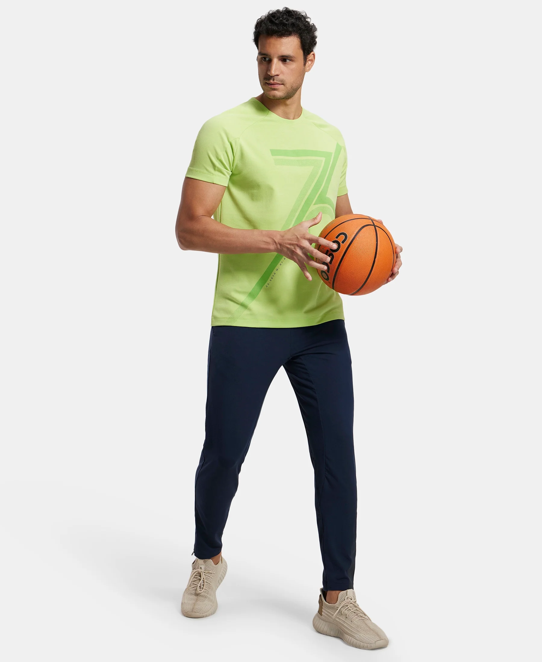 Super Combed Cotton Blend Graphic Printed Round Neck Half Sleeve T-Shirt with Stay Fresh Treatment - Green Glow Printed - Image 6