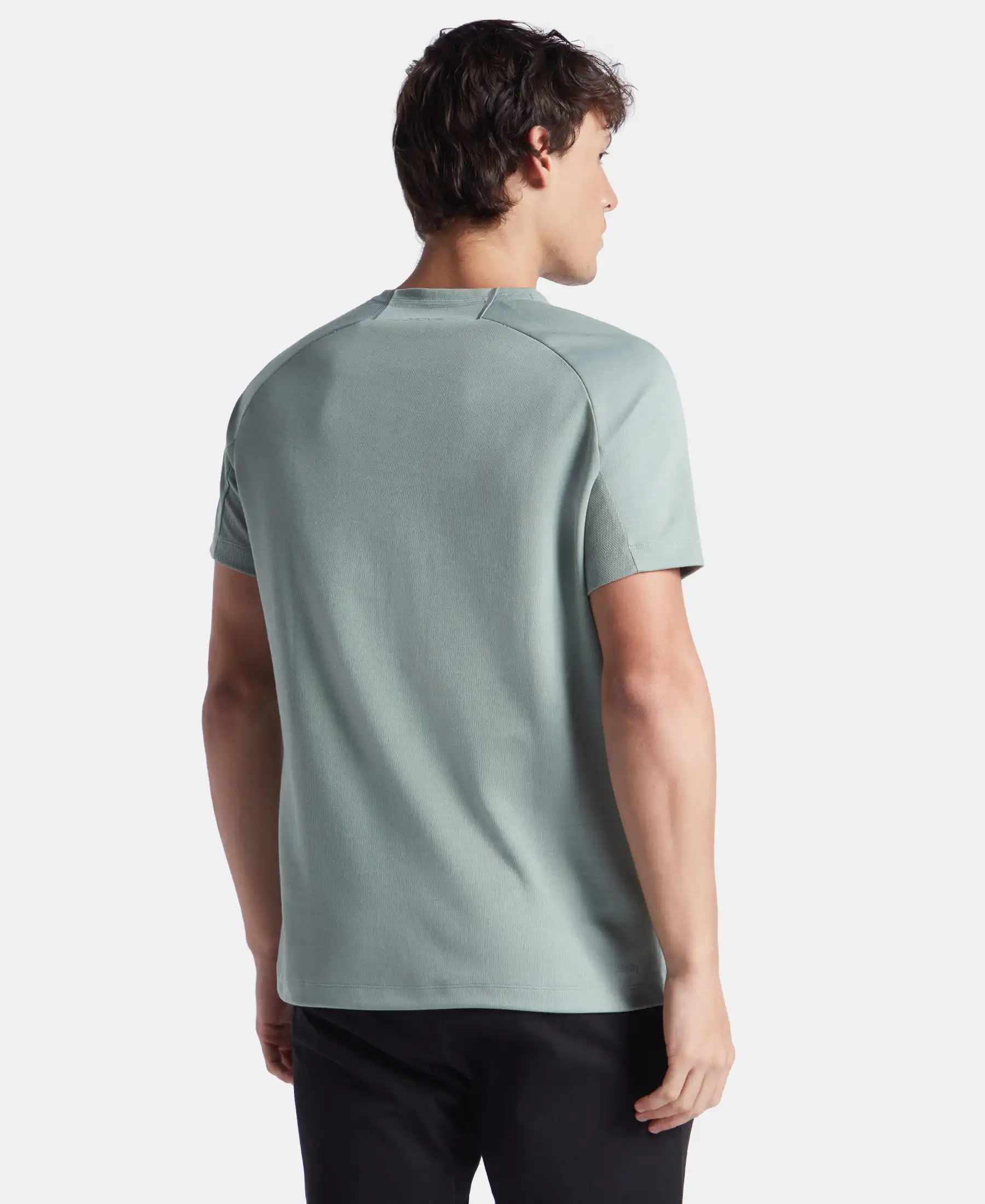 Super Combed Cotton Blend Graphic Printed Round Neck Half Sleeve T-Shirt with Stay Fresh Treatment - Iceberg Green - Image 3