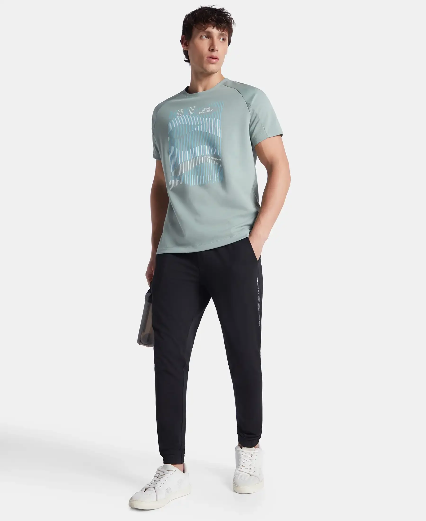 Super Combed Cotton Blend Graphic Printed Round Neck Half Sleeve T-Shirt with Stay Fresh Treatment - Iceberg Green - Image 6