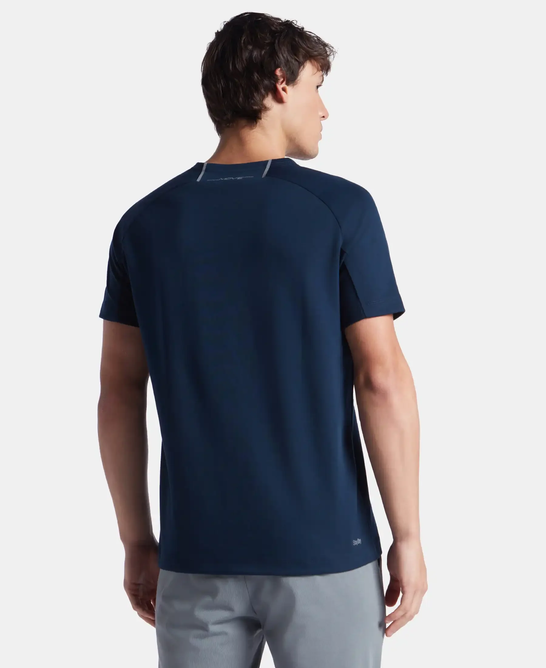 Super Combed Cotton Blend Graphic Printed Round Neck Half Sleeve T-Shirt with Stay Fresh Treatment - Navy New - Image 3
