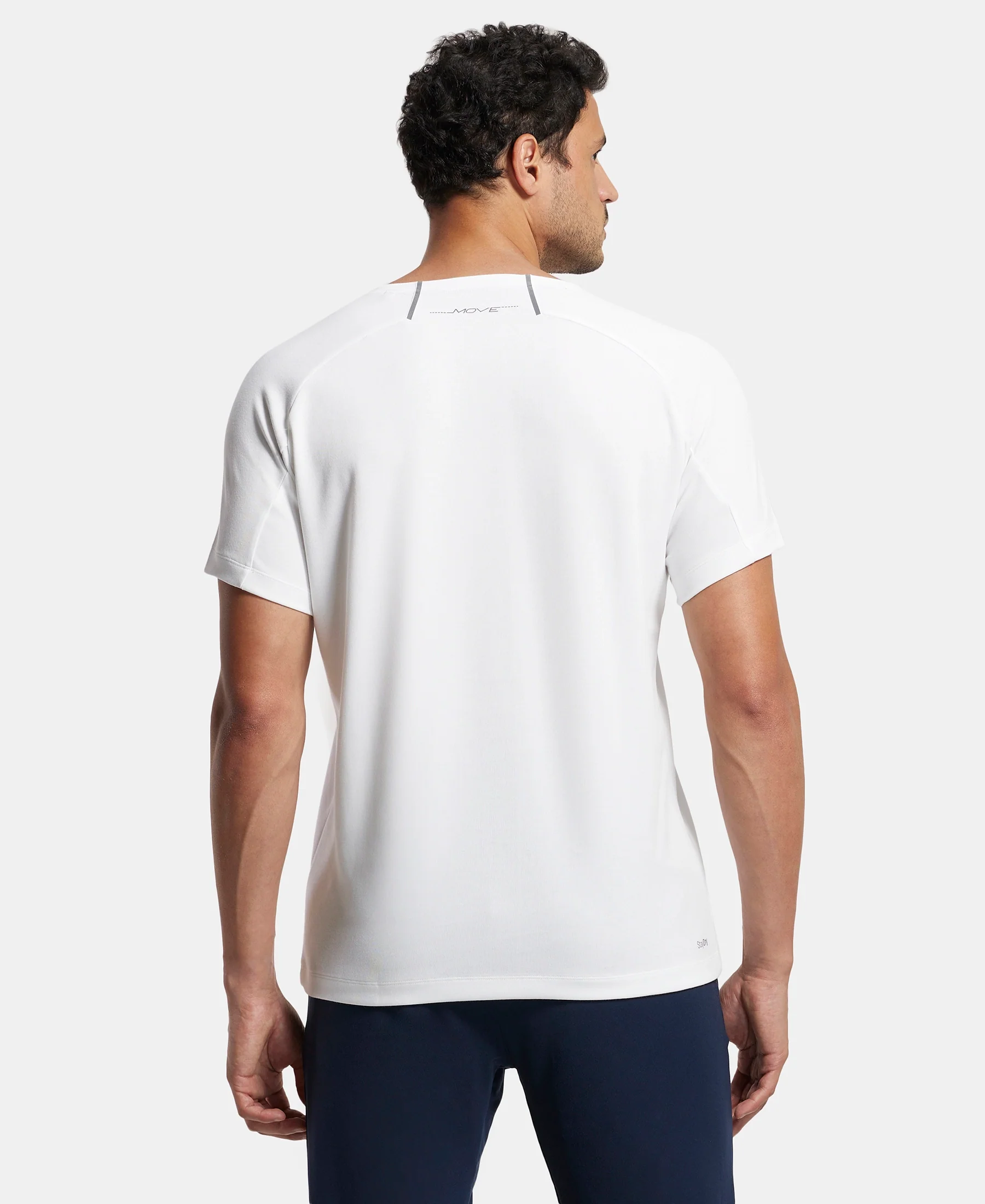 Super Combed Cotton Blend Graphic Printed Round Neck Half Sleeve T-Shirt with Stay Fresh Treatment - White Printed - Image 3