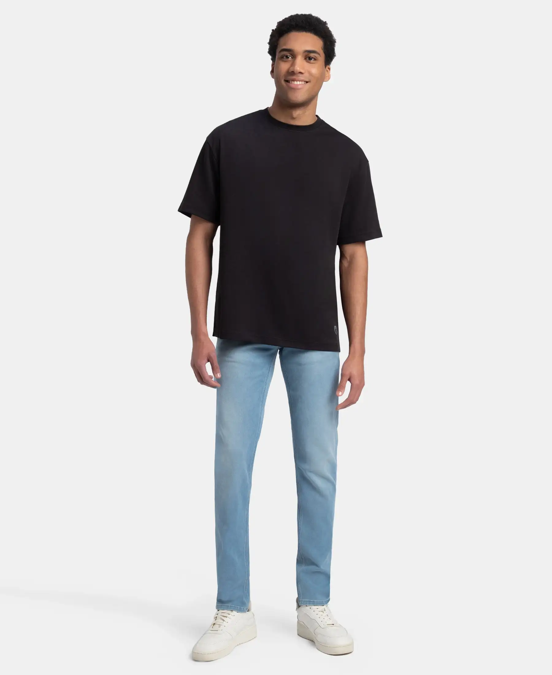 Super Combed Cotton Blend Oversized T-Shirt with StayFresh Treatment - Black - Image 4