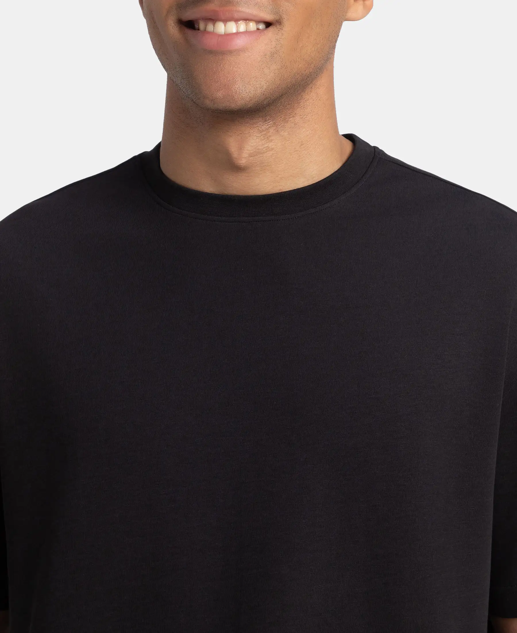 Super Combed Cotton Blend Oversized T-Shirt with StayFresh Treatment - Black - Image 6
