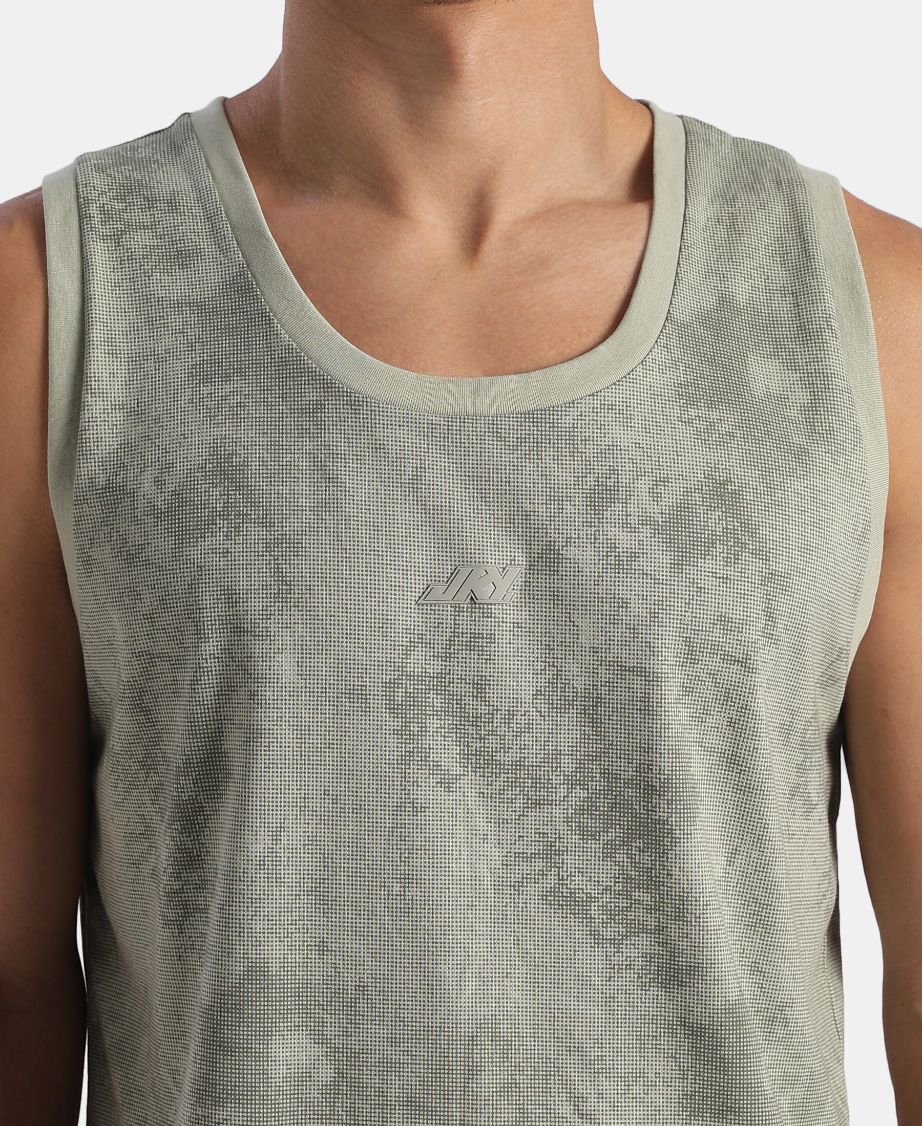 Super Combed Cotton Blend Printed Tank Top - Desert Sage - Image 7