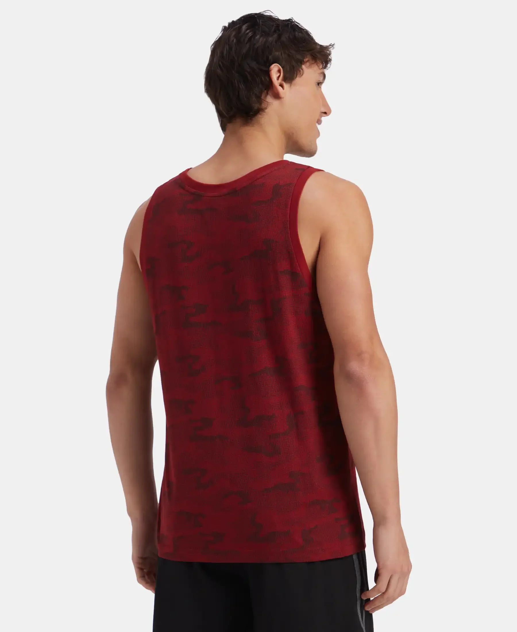 Super Combed Cotton Blend Printed Tank Top - Sundried Tomato - Image 3