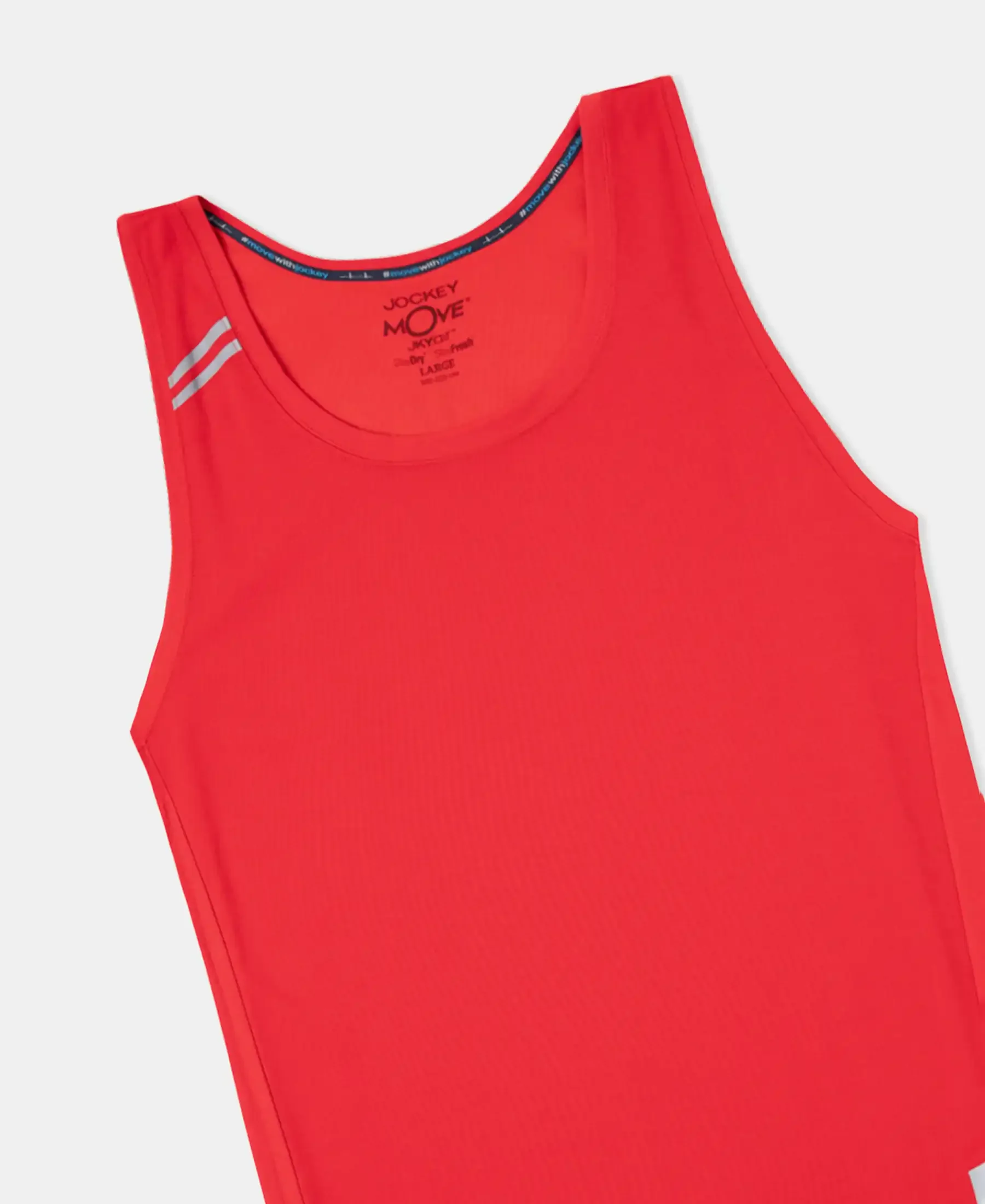 Super Combed Cotton Blend Solid Performance Tank Top with Breathable Mesh - Salsa - Image 10