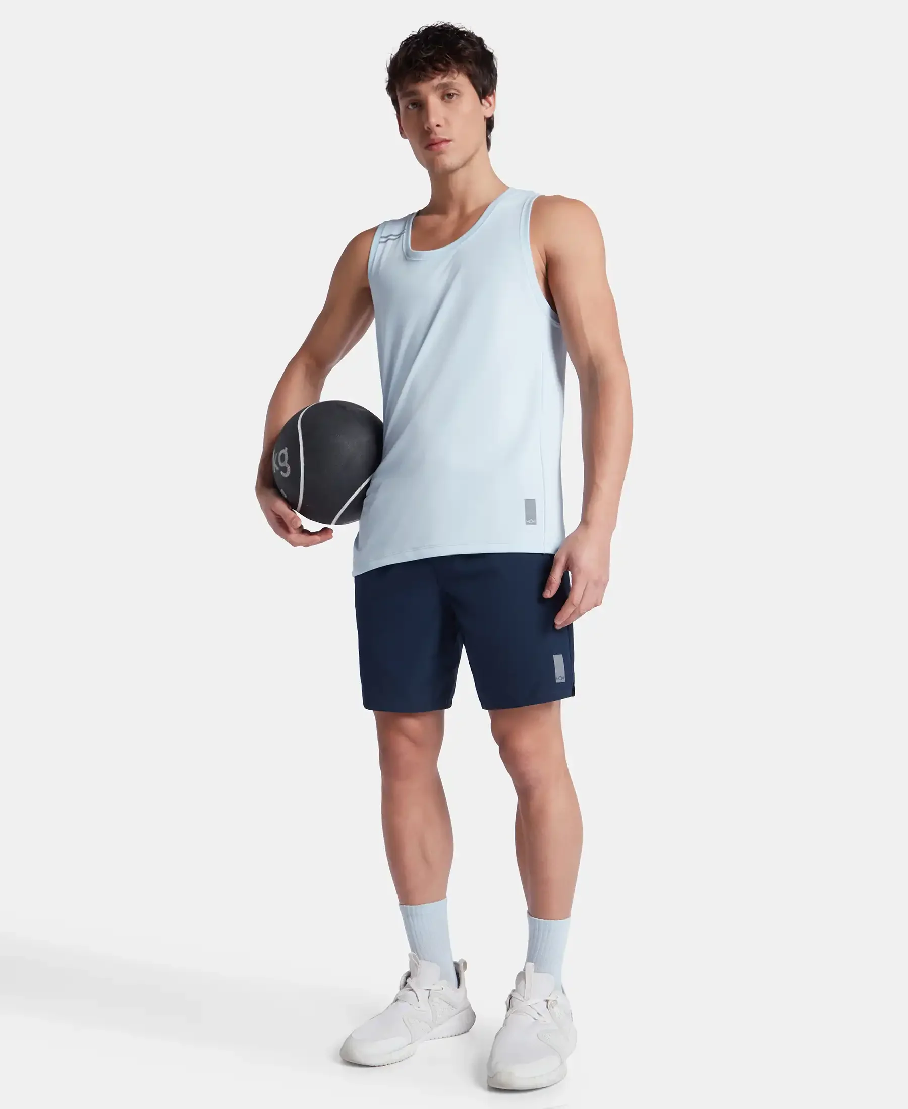 Super Combed Cotton Blend Solid Performance Tank Top with Breathable Mesh - Skyway - Image 6
