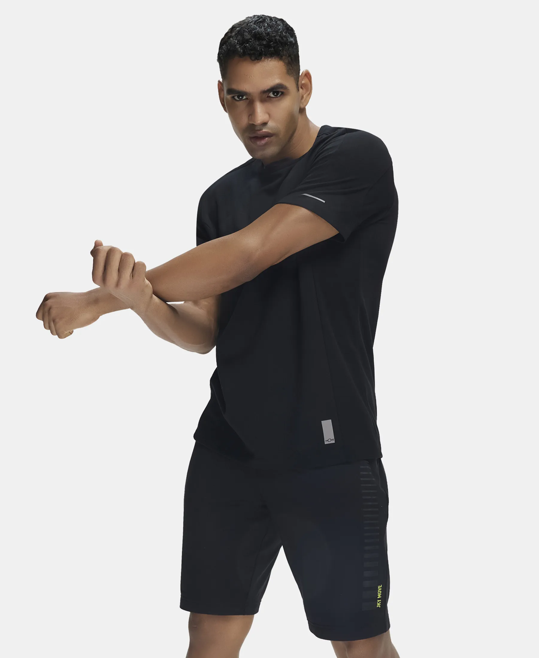 Super Combed Cotton Blend Solid Round Neck Half Sleeve T-Shirt with Breathable Mesh - Black - Image 6