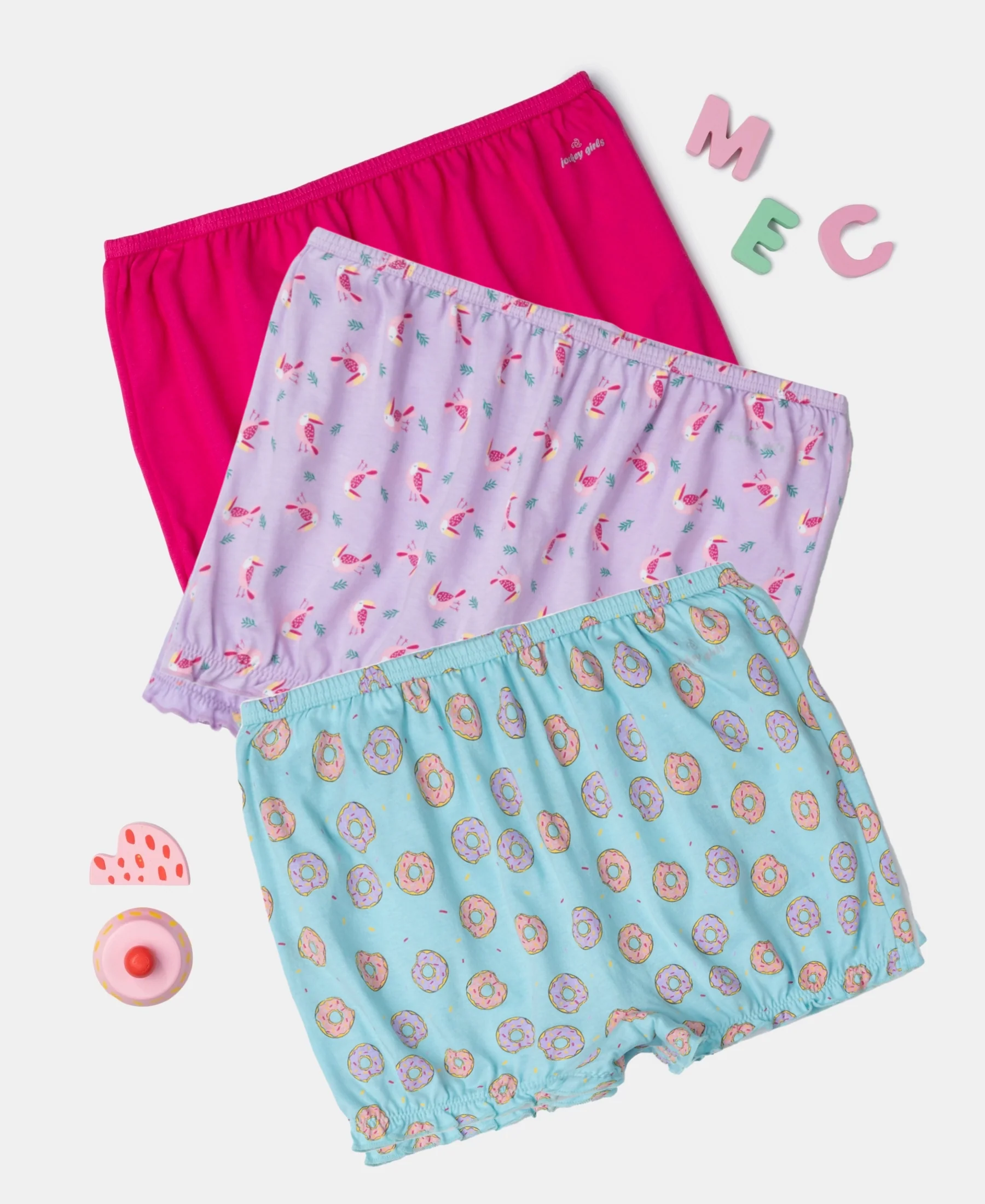 Super Combed Cotton Bloomers with Ultrasoft Waistband - Lavendula, Beetroot Pink & Angel Blue (Pack of 3) - Image 5
