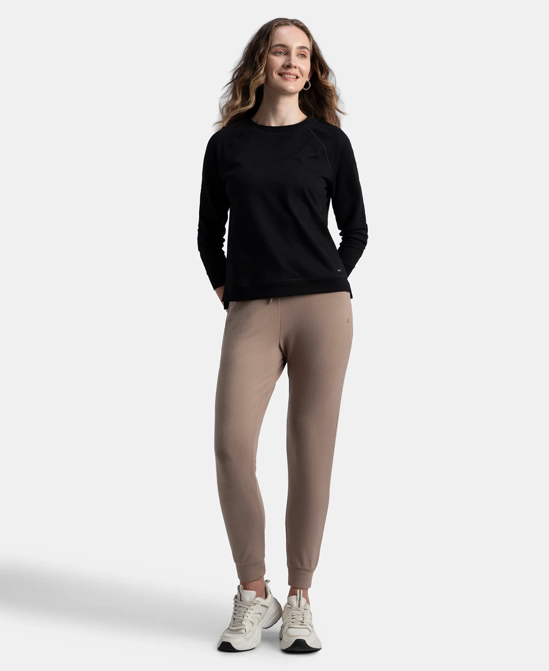 Super Combed Cotton Elastane French Terry Relaxed Fit Joggers With Zipper Pockets - Taupe Grey - Image 4