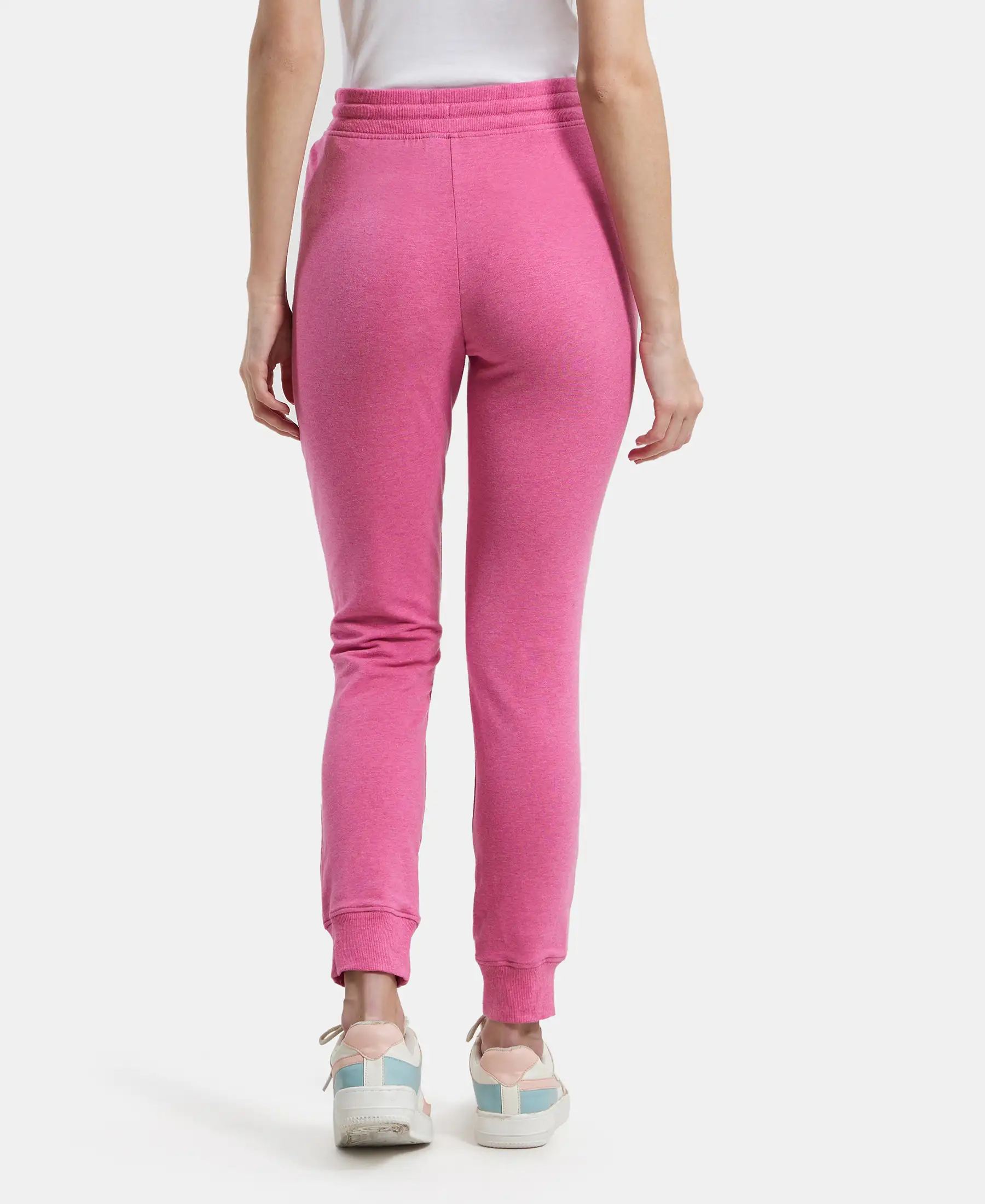Super Combed Cotton Elastane French Terry Relaxed Fit Joggers With Zipper Pockets - Ibis Rose Melange - Image 3