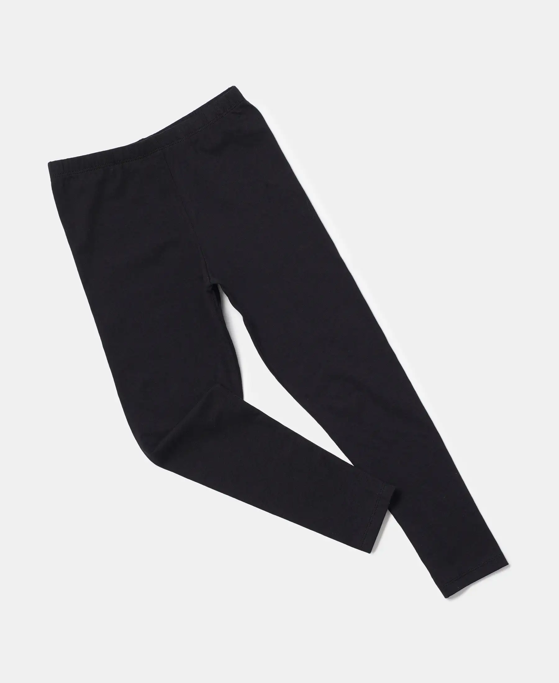 Girl's Super Combed Cotton Elastane Stretch Leggings - Black - Image 5