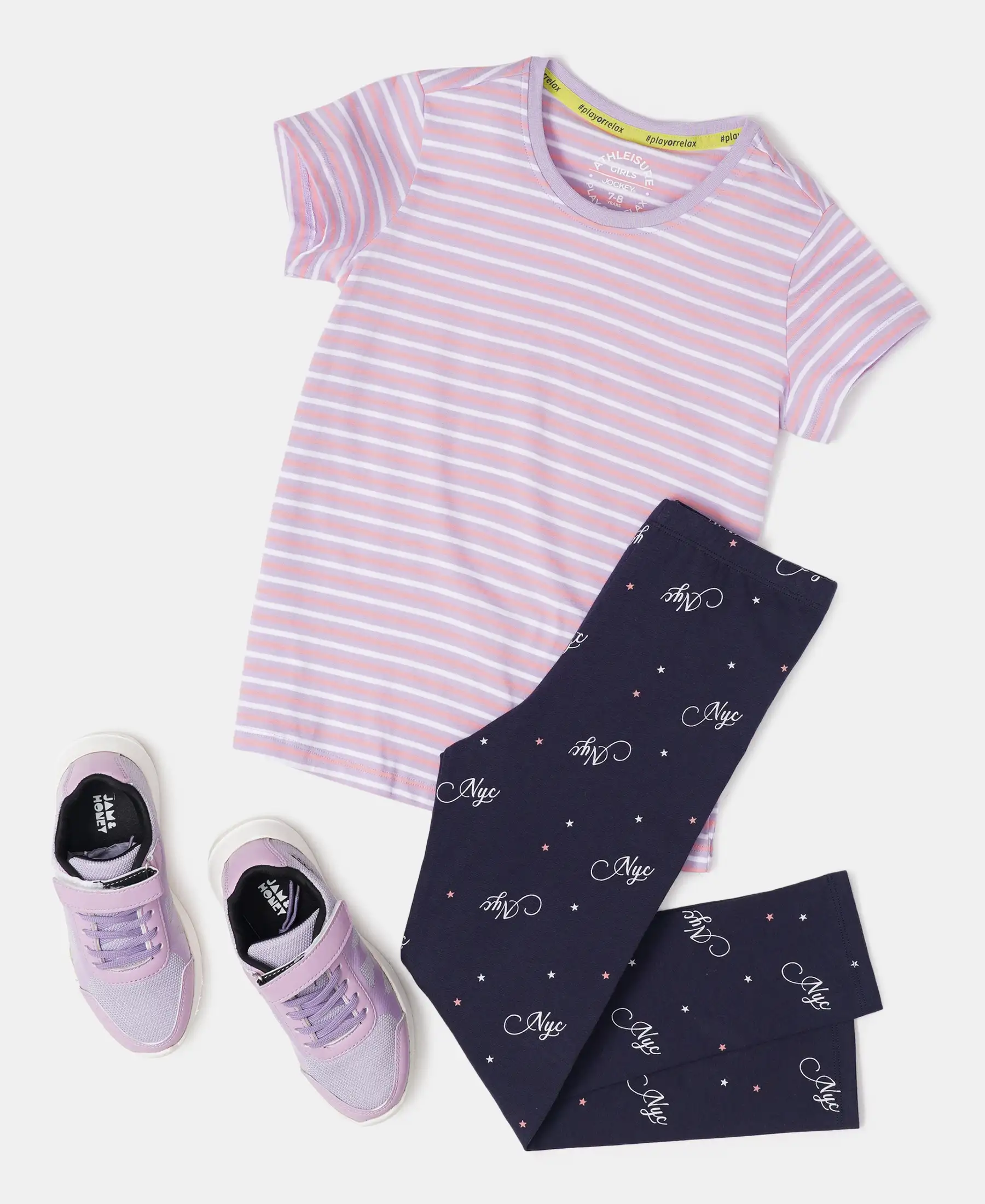 Girl's Super Combed Cotton Elastane Stretch Leggings - Navy Blazer Printed - Image 4