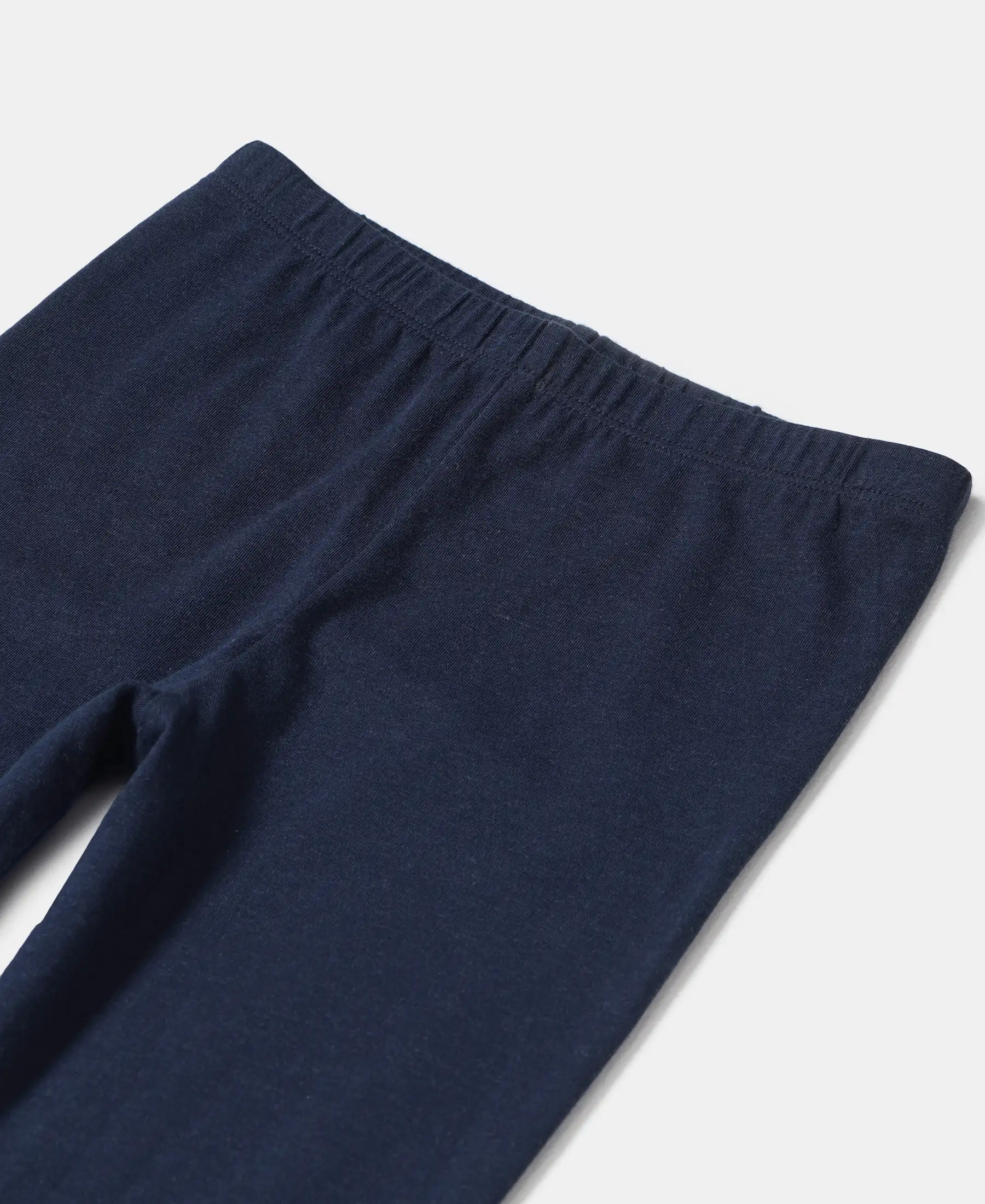 Girl's Super Combed Cotton Elastane Stretch Leggings - Navy - Image 3