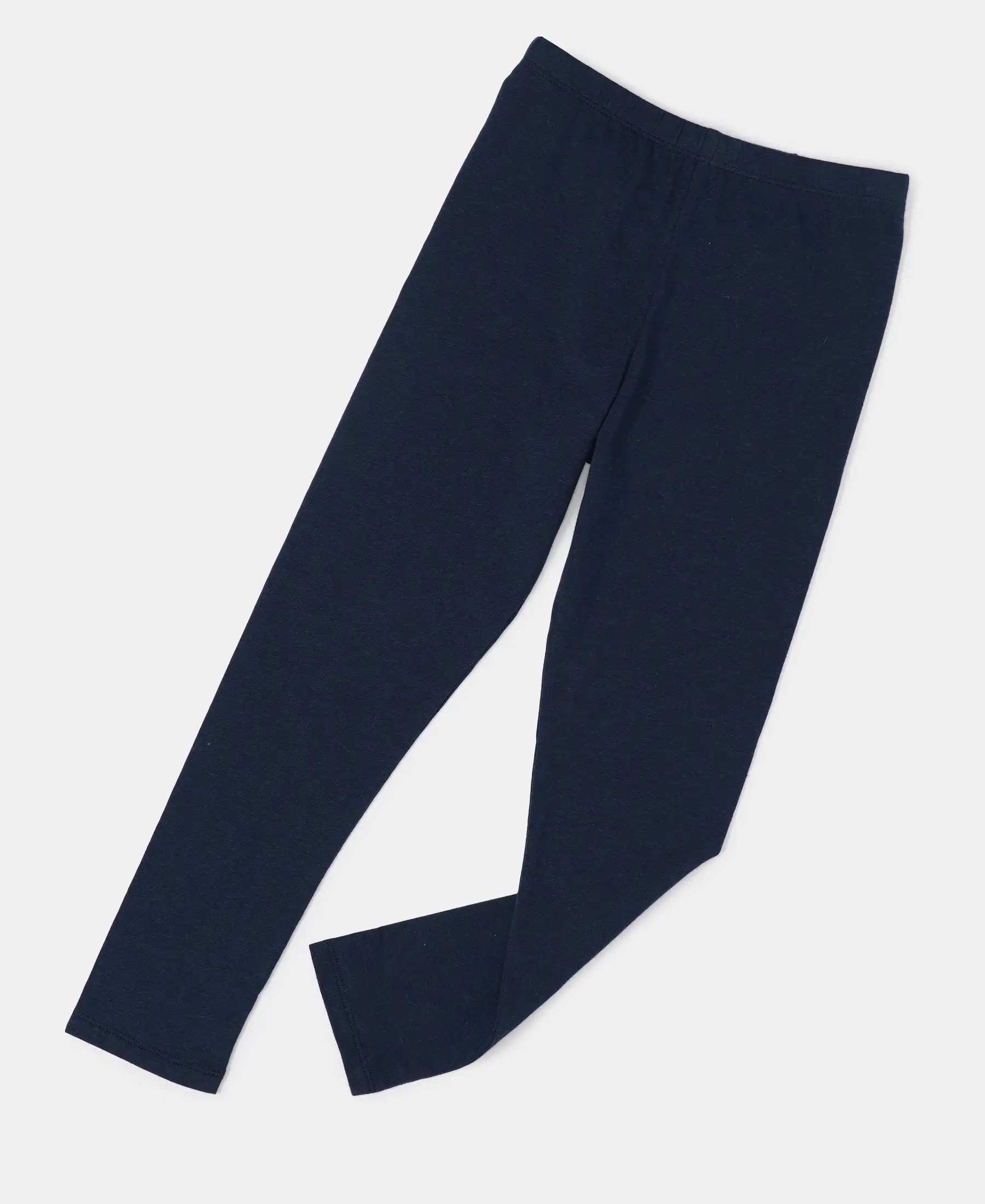 Girl's Super Combed Cotton Elastane Stretch Leggings - Navy - Image 5