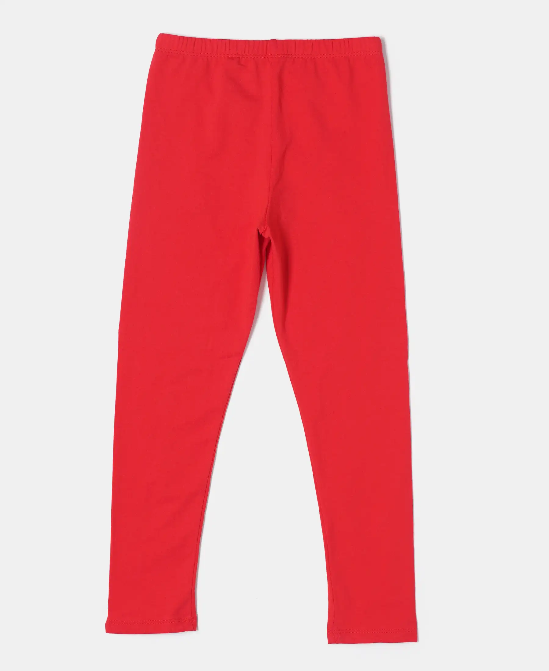 Girl's Super Combed Cotton Elastane Stretch Leggings - Rio Red - Image 2
