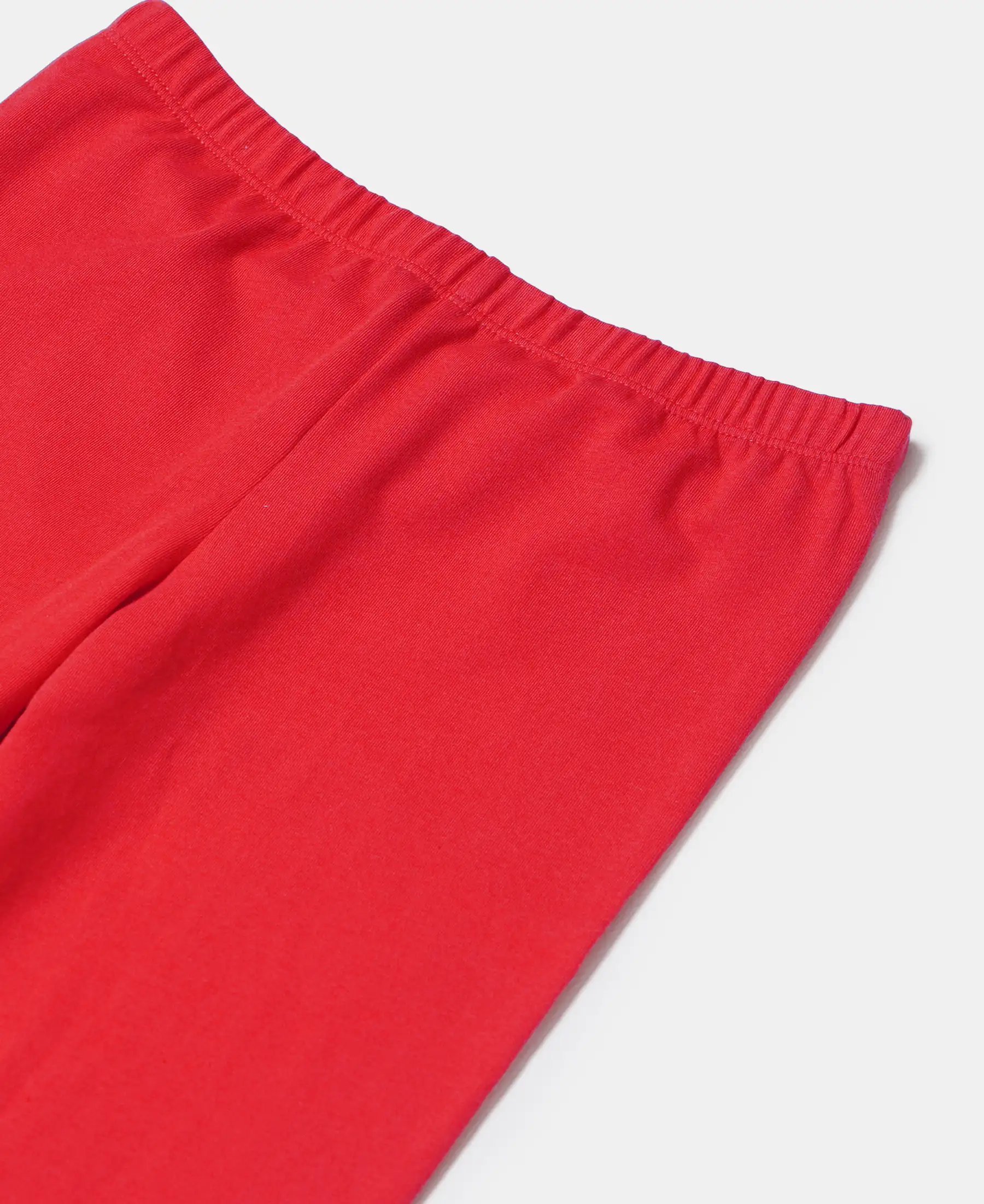 Girl's Super Combed Cotton Elastane Stretch Leggings - Rio Red - Image 3