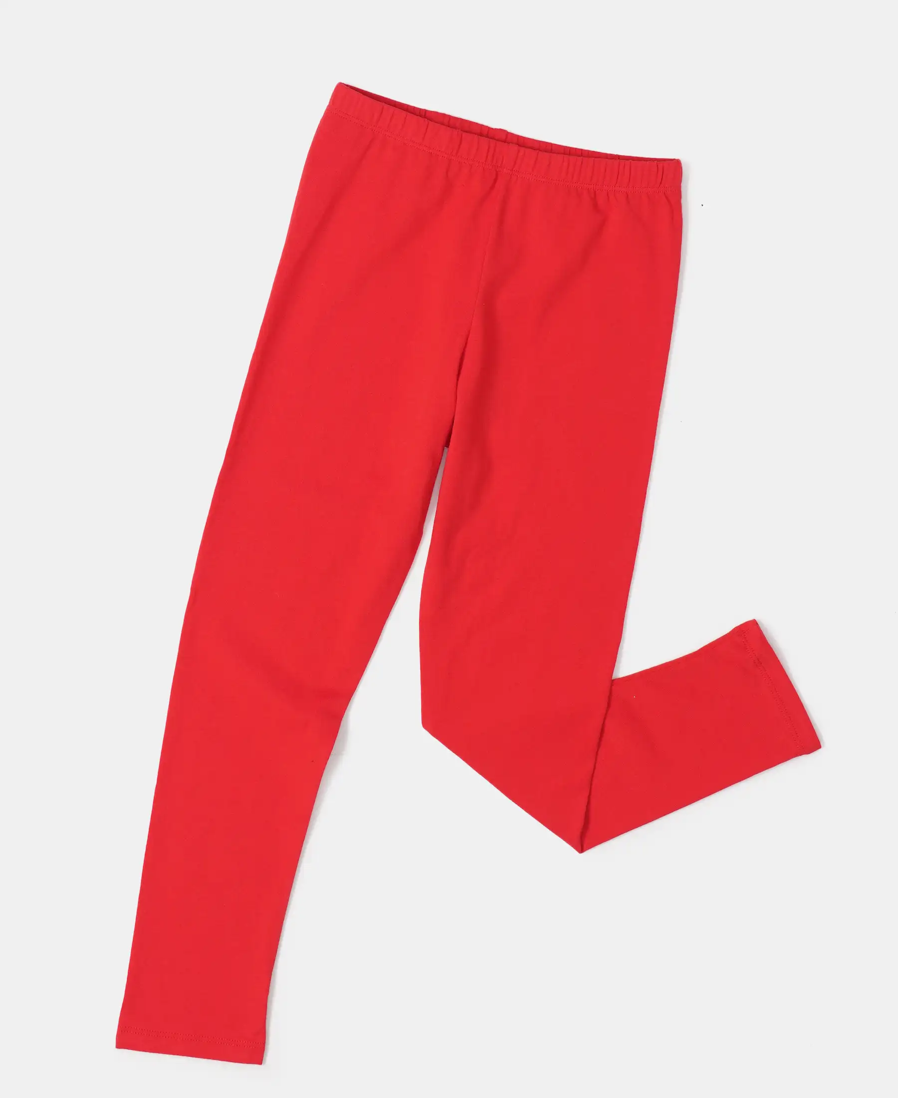 Girl's Super Combed Cotton Elastane Stretch Leggings - Rio Red - Image 5