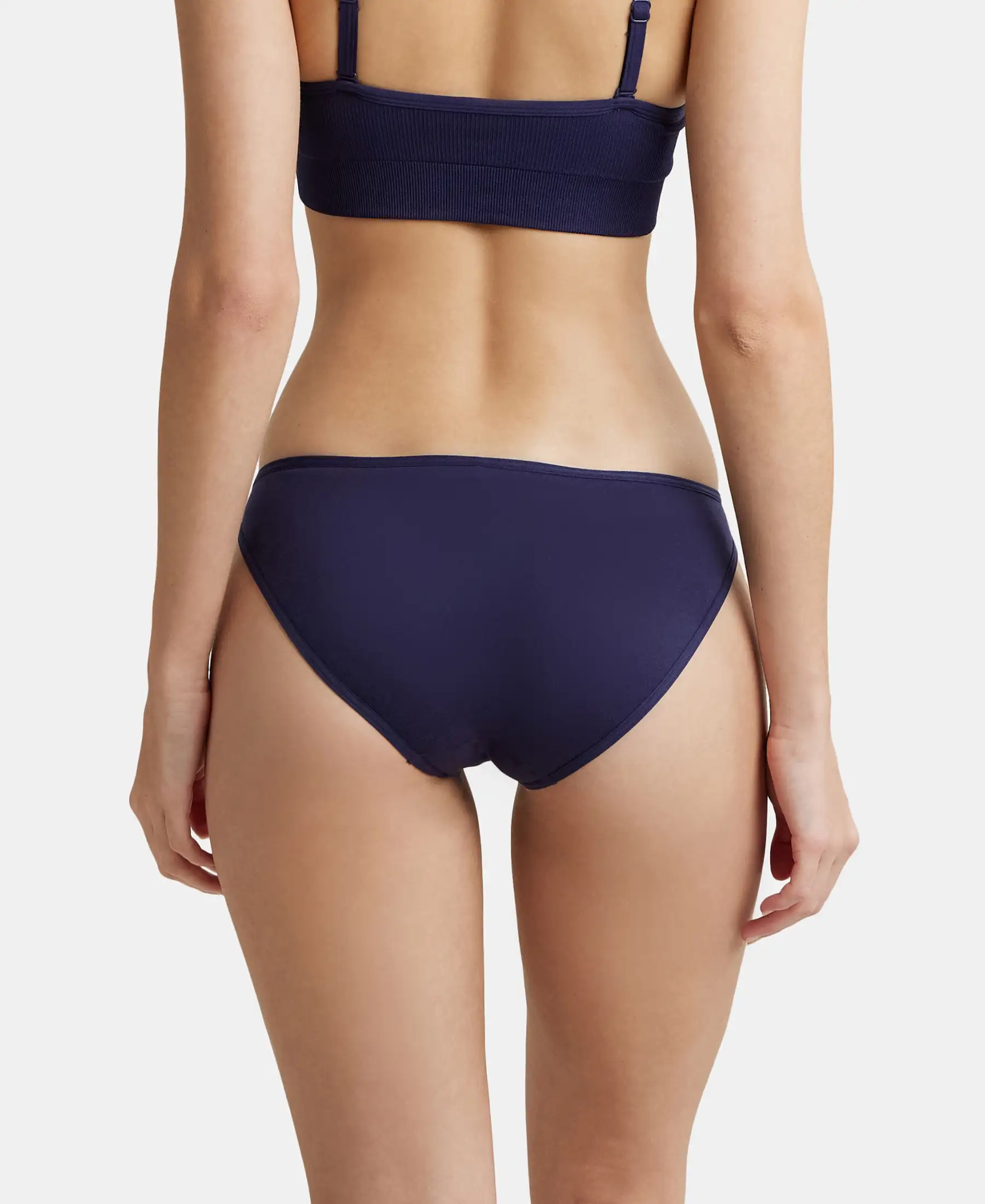 Super Combed Cotton Elastane Stretch Low Waist Bikini With Concealed Waistband and StayFresh Treatment - Classic Navy - Image 3