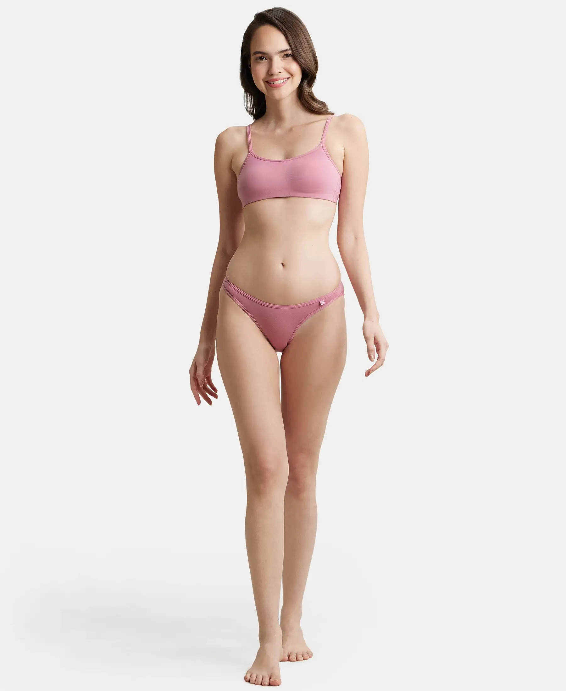 Super Combed Cotton Elastane Stretch Low Waist Bikini With Concealed Waistband and StayFresh Treatment - Heather Rose - Image 4