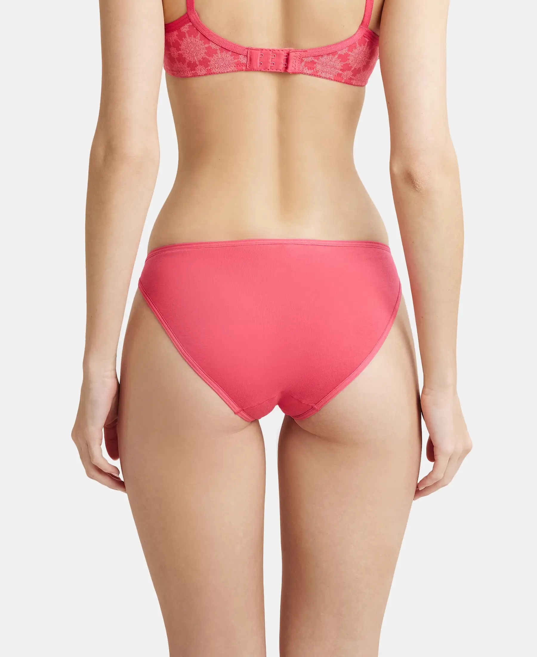Super Combed Cotton Elastane Stretch Low Waist Bikini With Concealed Waistband and StayFresh Treatment - Ruby - Image 3