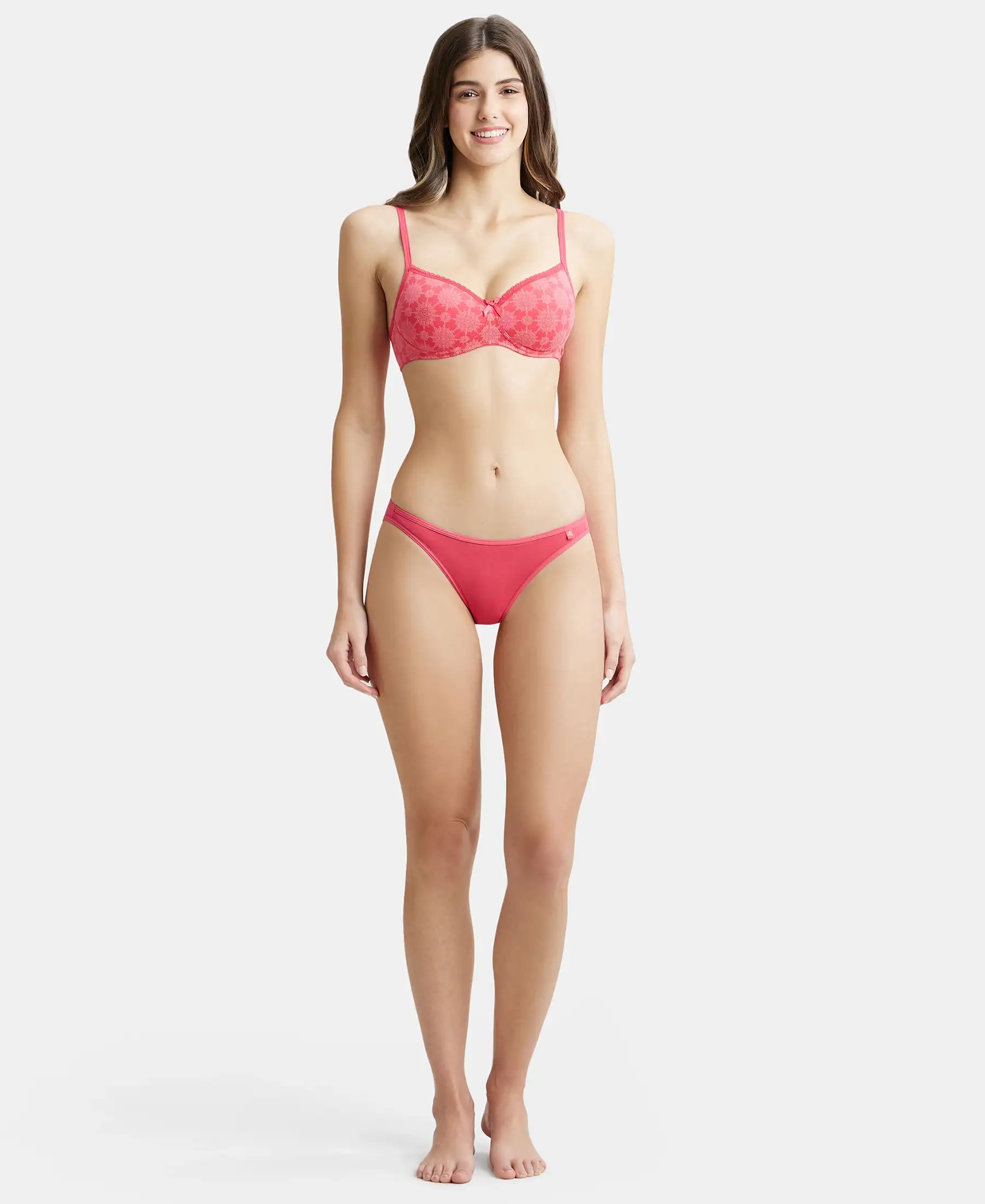 Super Combed Cotton Elastane Stretch Low Waist Bikini With Concealed Waistband and StayFresh Treatment - Ruby - Image 4
