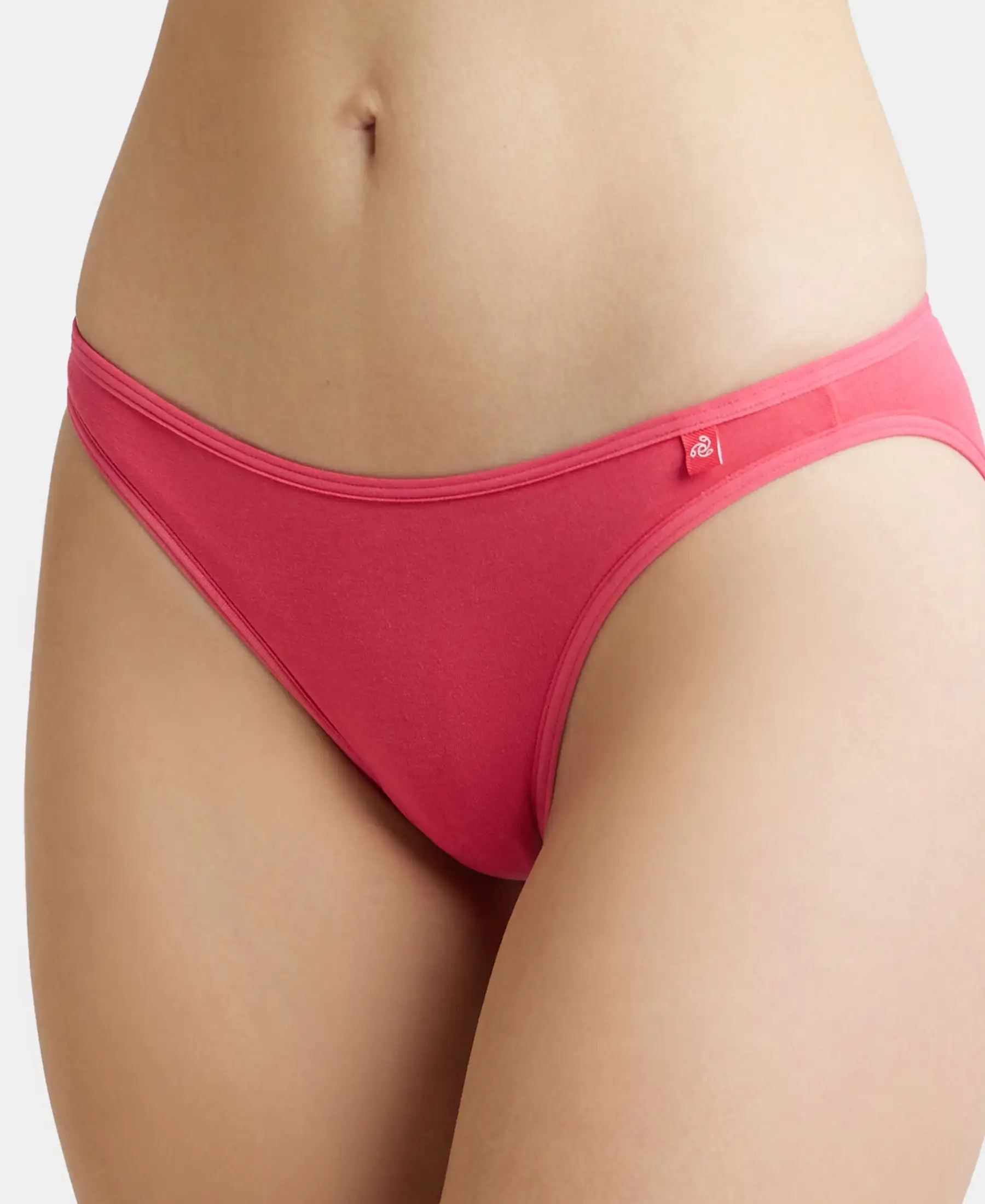Super Combed Cotton Elastane Stretch Low Waist Bikini With Concealed Waistband and StayFresh Treatment - Ruby - Image 6