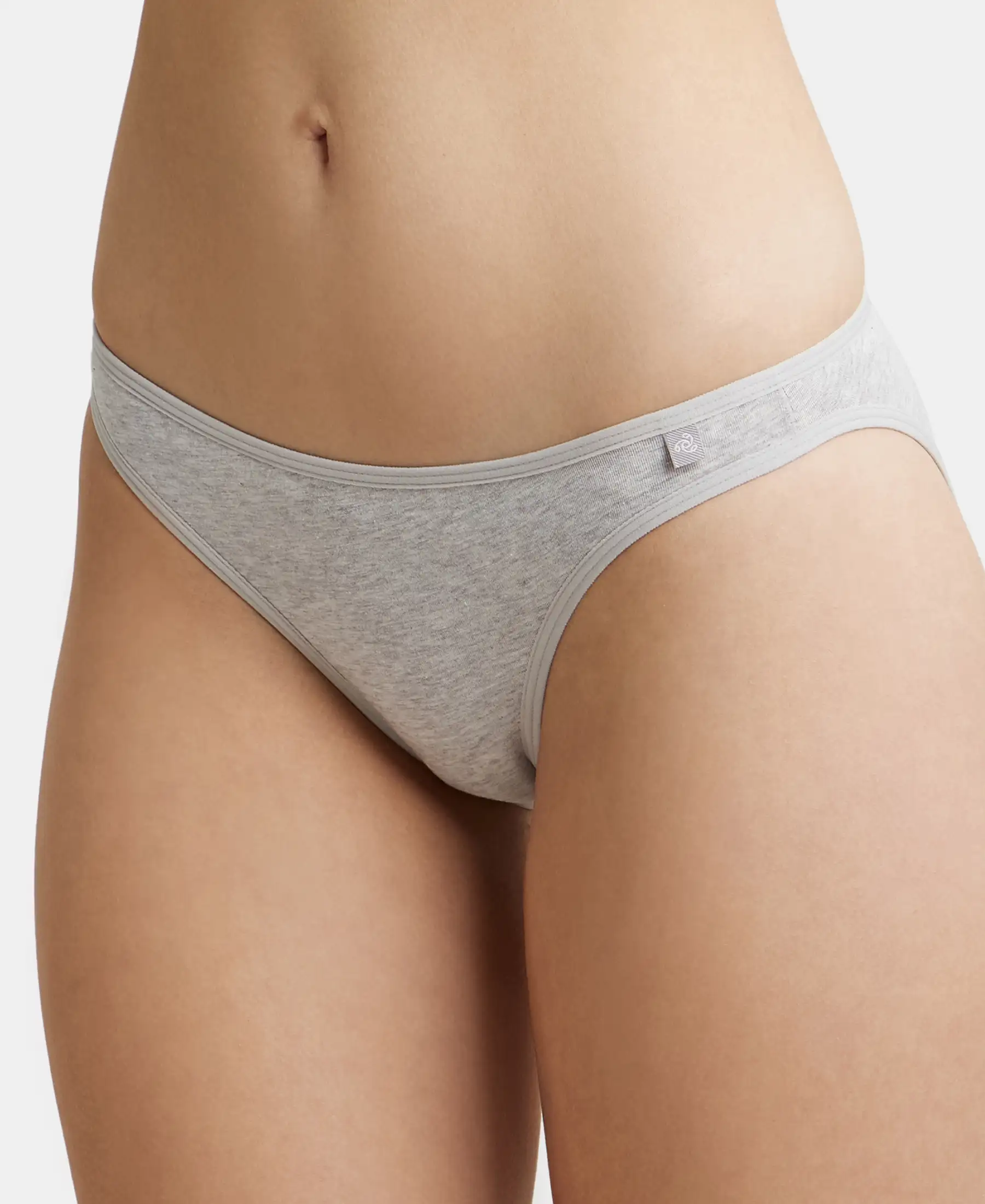 Super Combed Cotton Elastane Stretch Low Waist Bikini With Concealed Waistband and StayFresh Treatment - Steel Grey Melange - Image 6