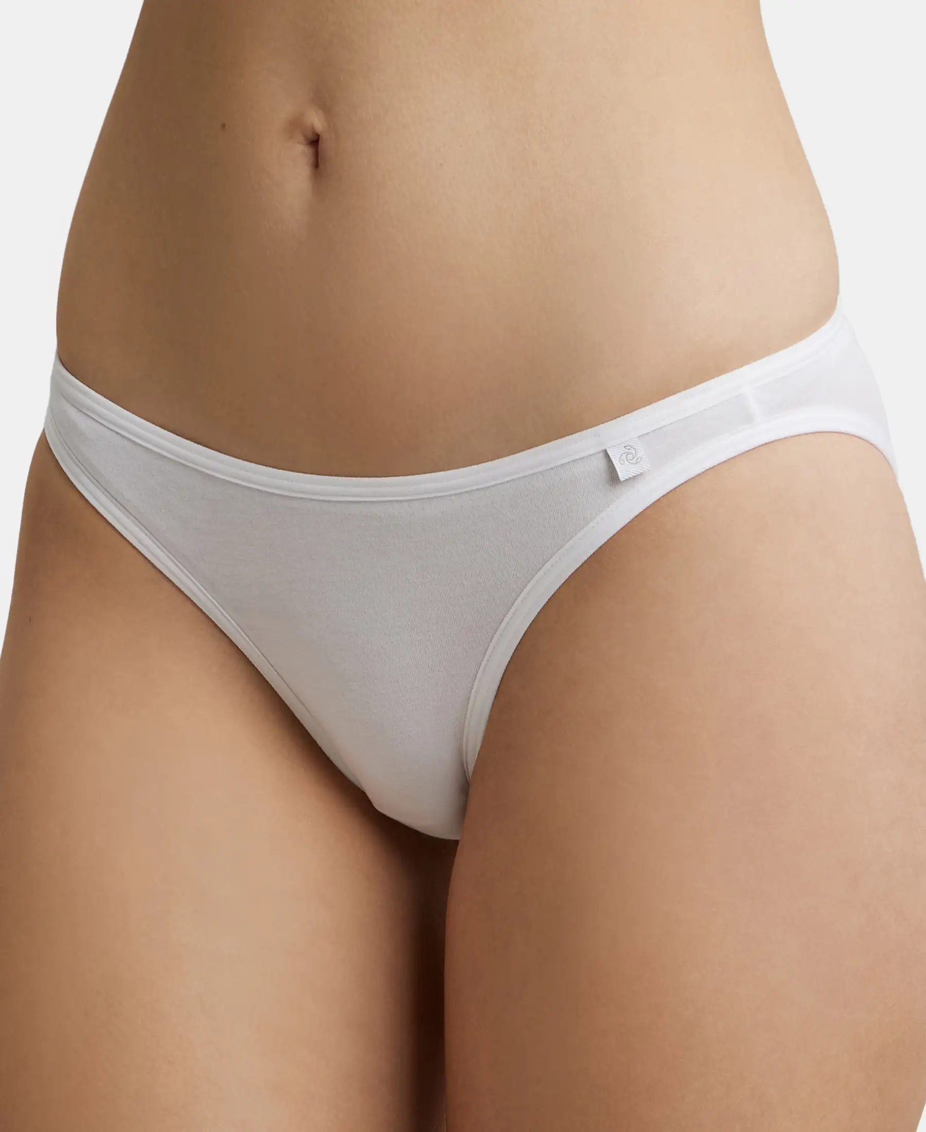 Super Combed Cotton Elastane Stretch Low Waist Bikini With Concealed Waistband and StayFresh Treatment - White - Image 6