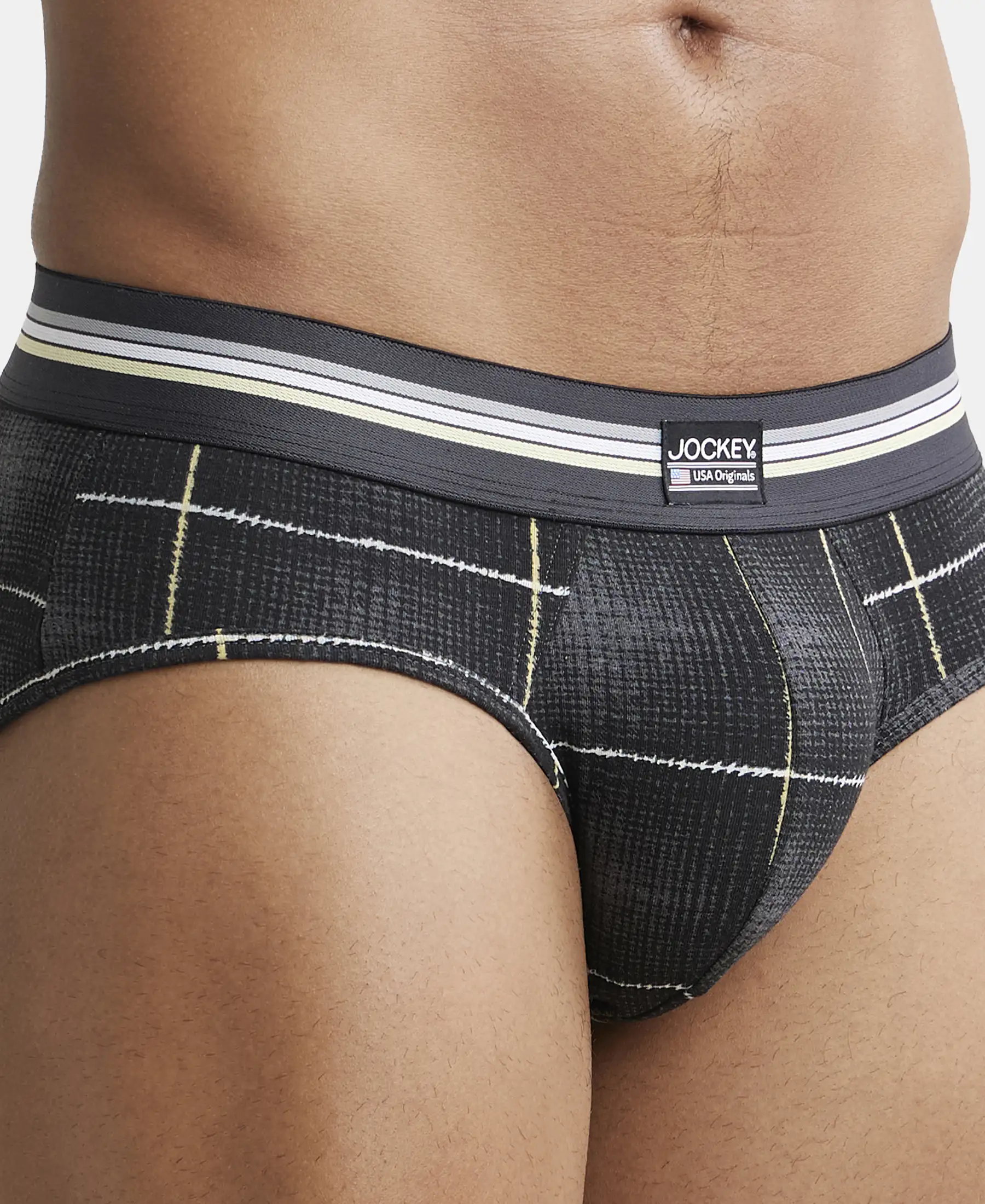 Super Combed Cotton Elastane Stretch Printed Brief with Ultrasoft Waistband - Black print (Pack of 2) - Image 6